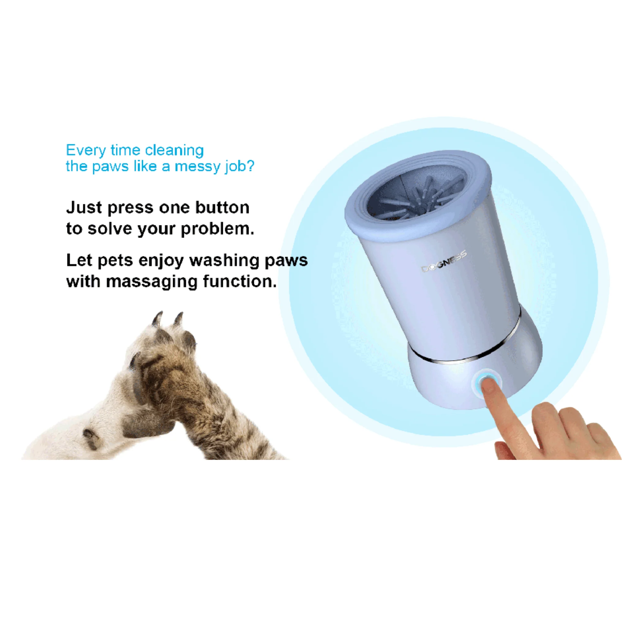 Dogness Automatic Paw Cleaner & Massager For Dog & Cat - White - Image 10