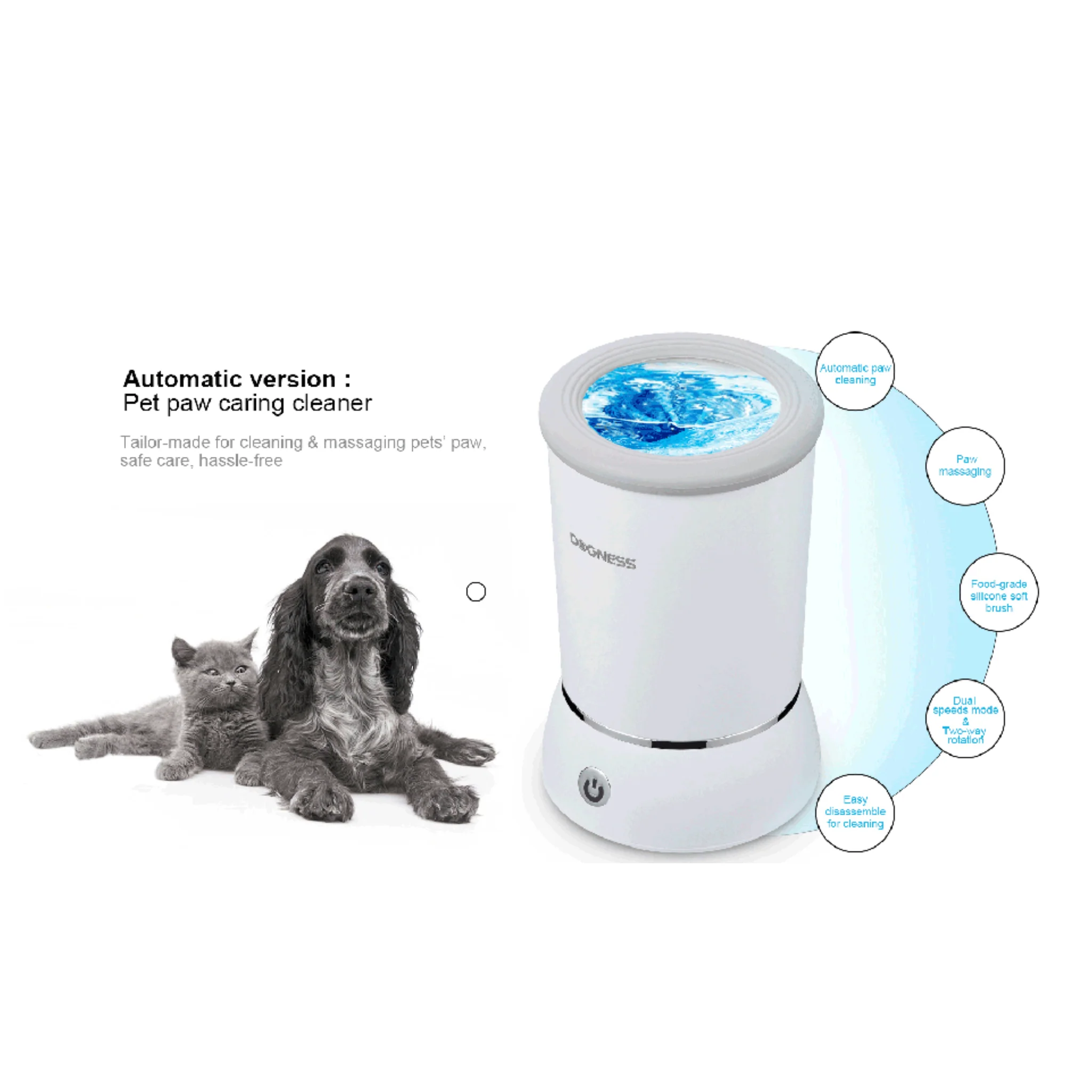 Dogness Automatic Paw Cleaner & Massager For Dog & Cat - White - Image 4