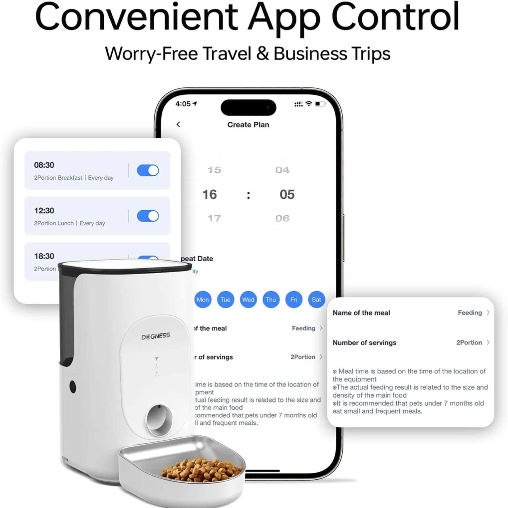 Dogness Rover Smart Feeder For Pets App Controlled White - 4 Liters - Image 3