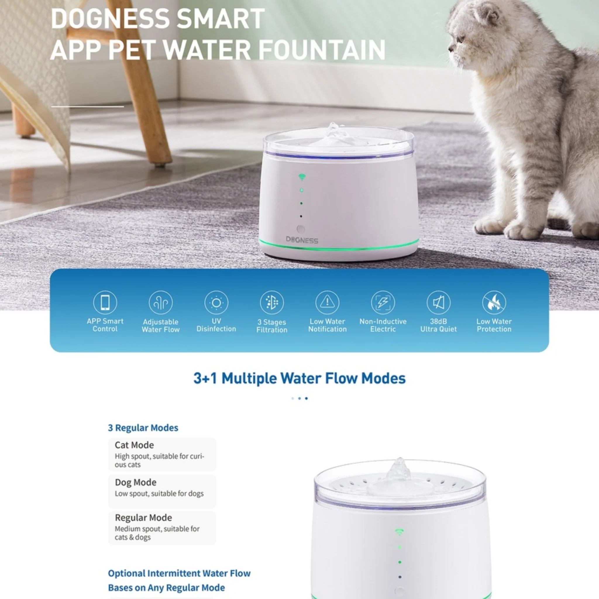Dogness Smart Water Feeder For Pets App Controlled White - 1.8L - Image 7