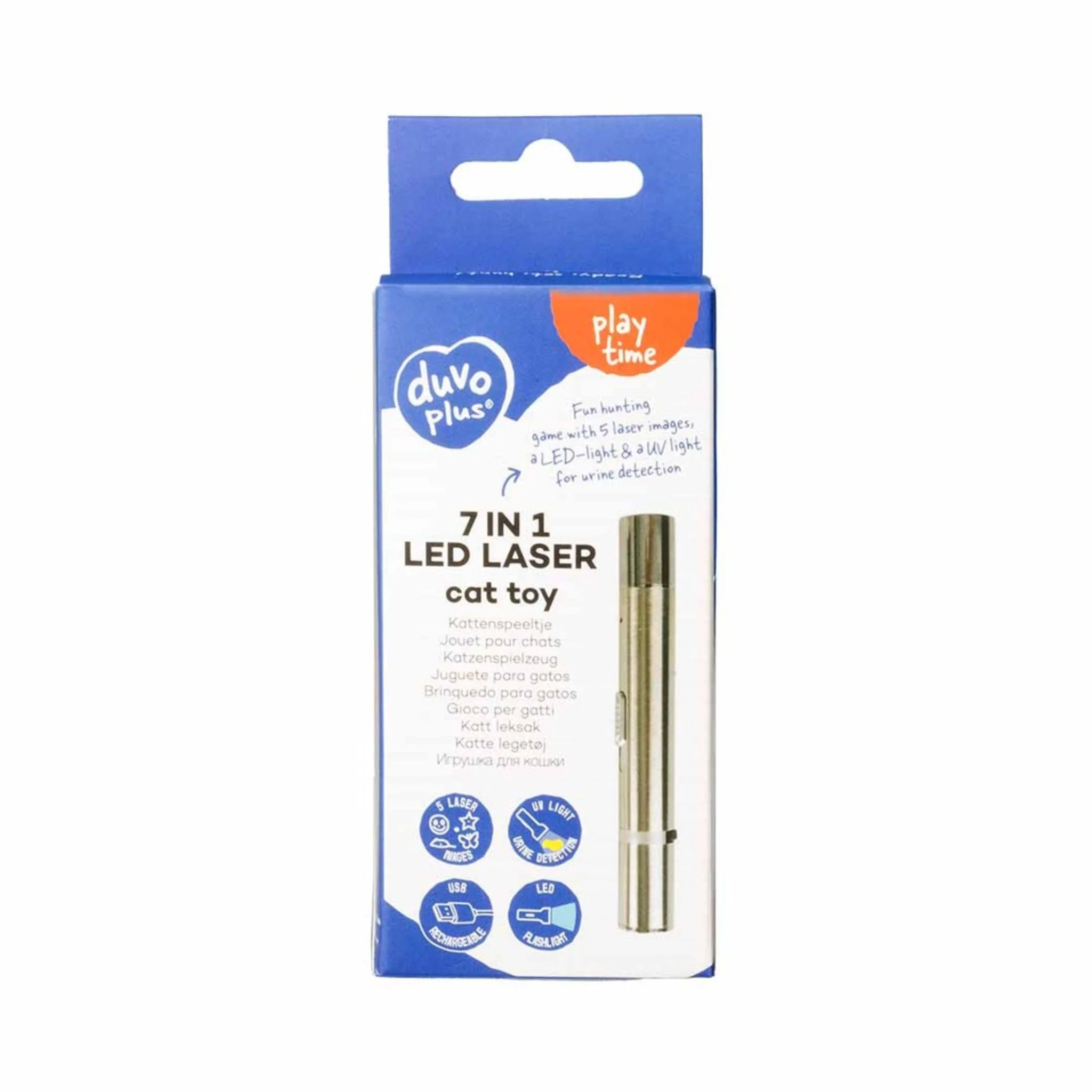 Duvo+ 7-in-1 Laser Cat Toy – Interactive Light Pointer 11.5cm Silver - Image 4
