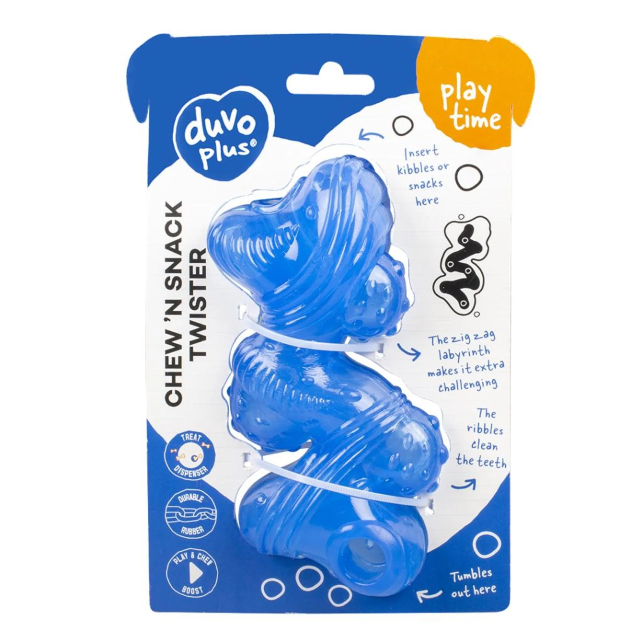 Duvo+ Chew N Snack Twister Blue Interactive Dog Toy – 16.5x7x7cm - Image 2