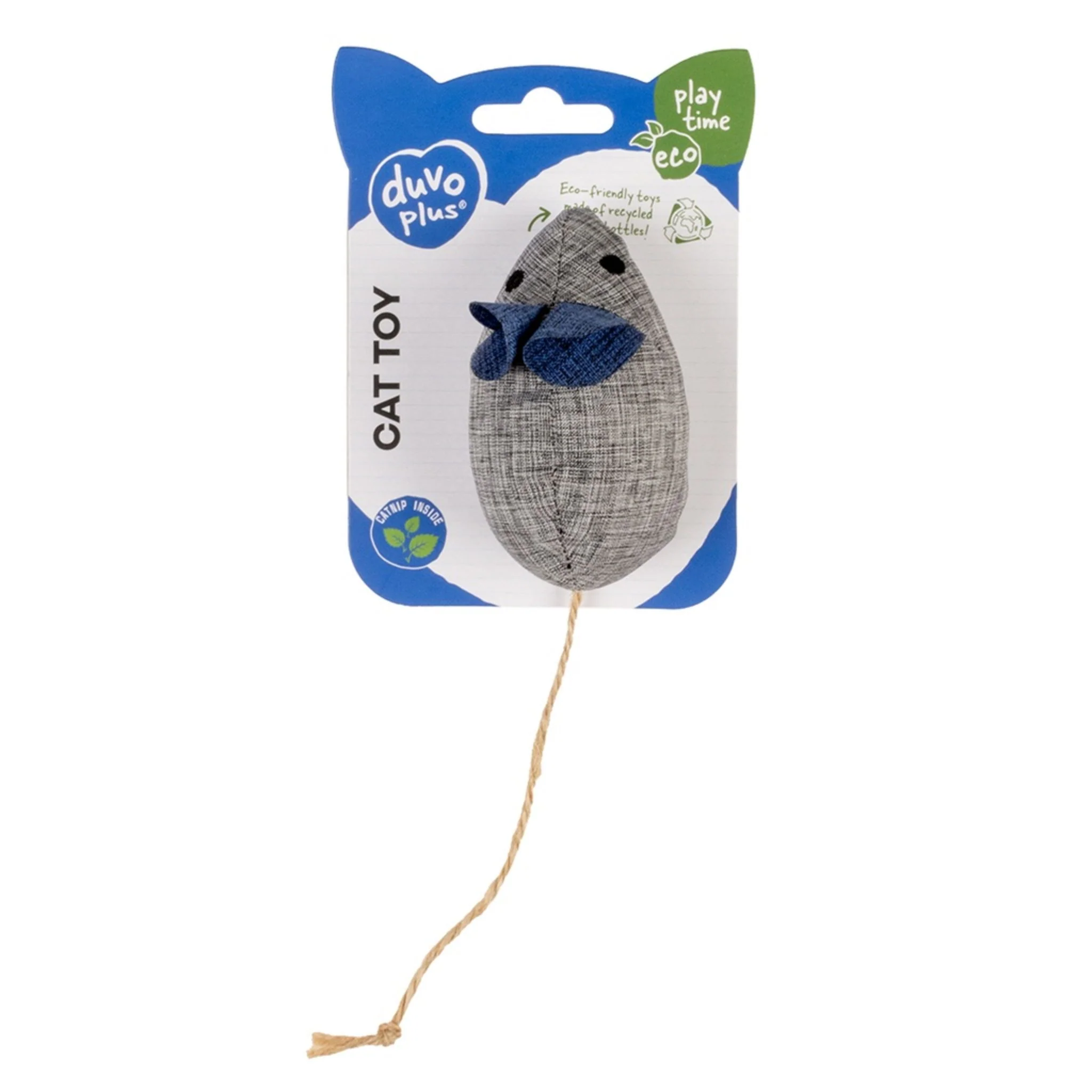 Duvo+ Eco Navy Catnip Mouse Cat Toy Blue/Grey – 8.5cm - Image 2