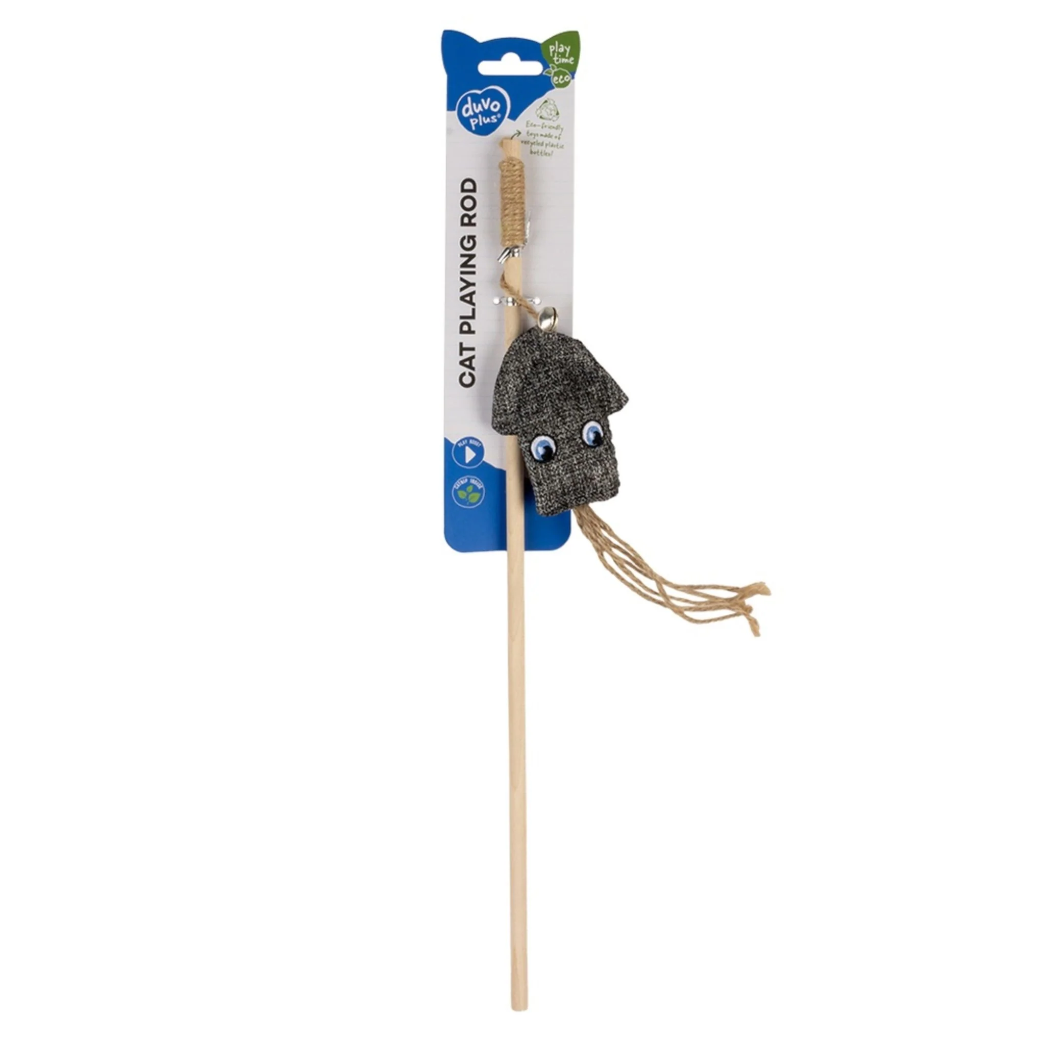 Duvo+ Eco Navy Catnip Rod Toy Squid Multicolour – 40cm - Image 2