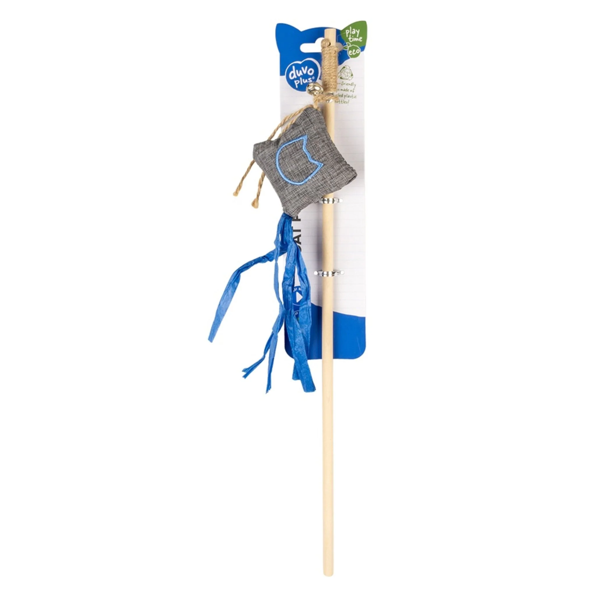 Duvo+ Eco Navy Catnip Rod Cat Toy With Kite Multicolour – 40cm - Image 2