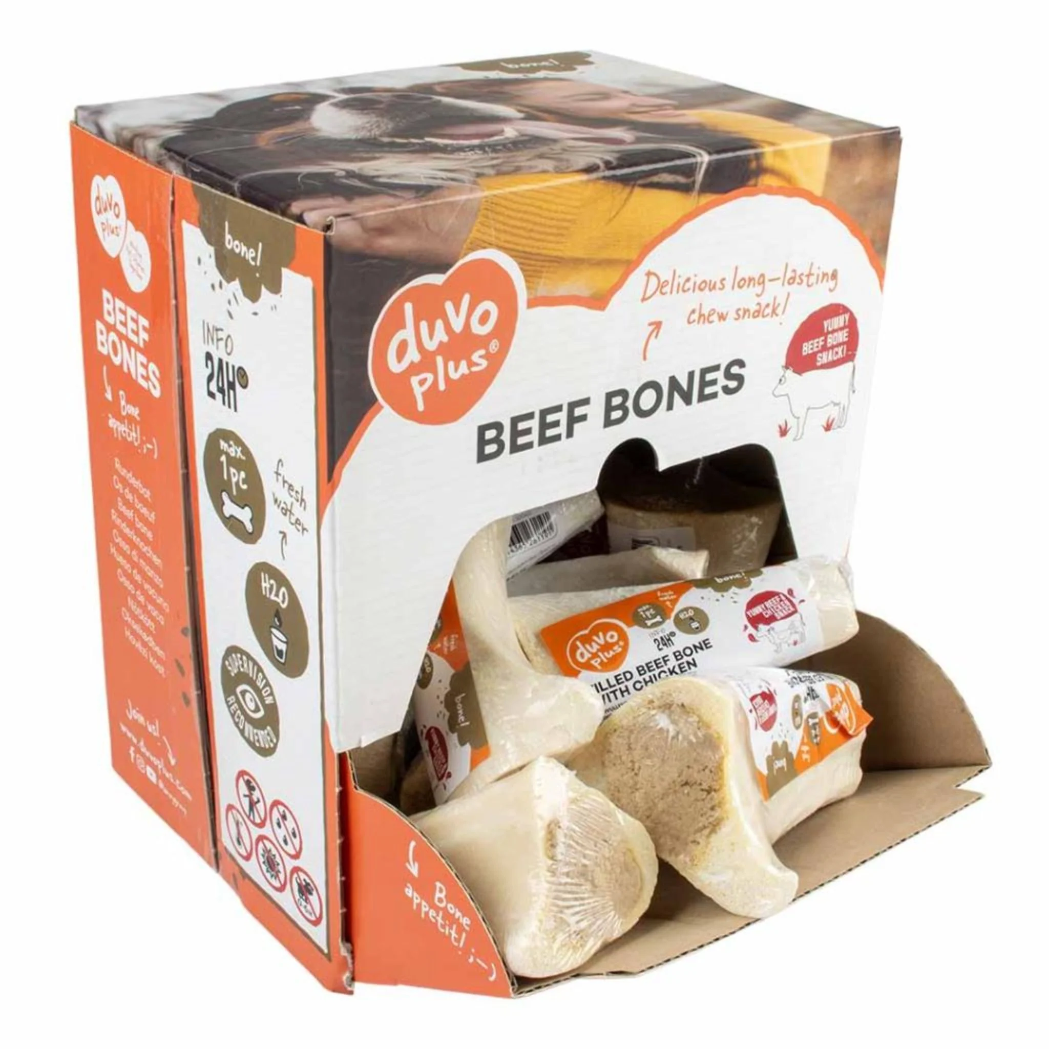 Duvo+ Filled Beef Bone Dog Chew – Chicken Flavor - Image 2