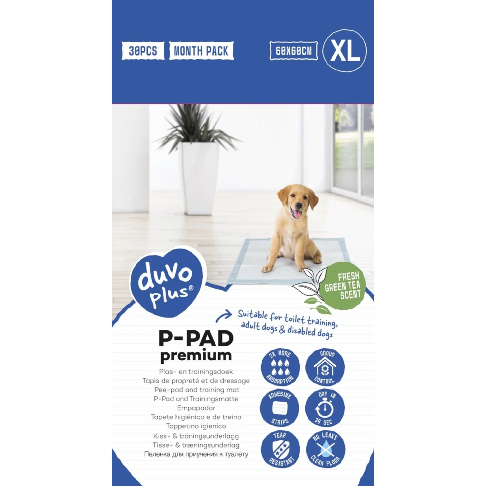 Duvo+ Pet Pads Premium XL Green Tea Scent – 60x60cm - Image 3