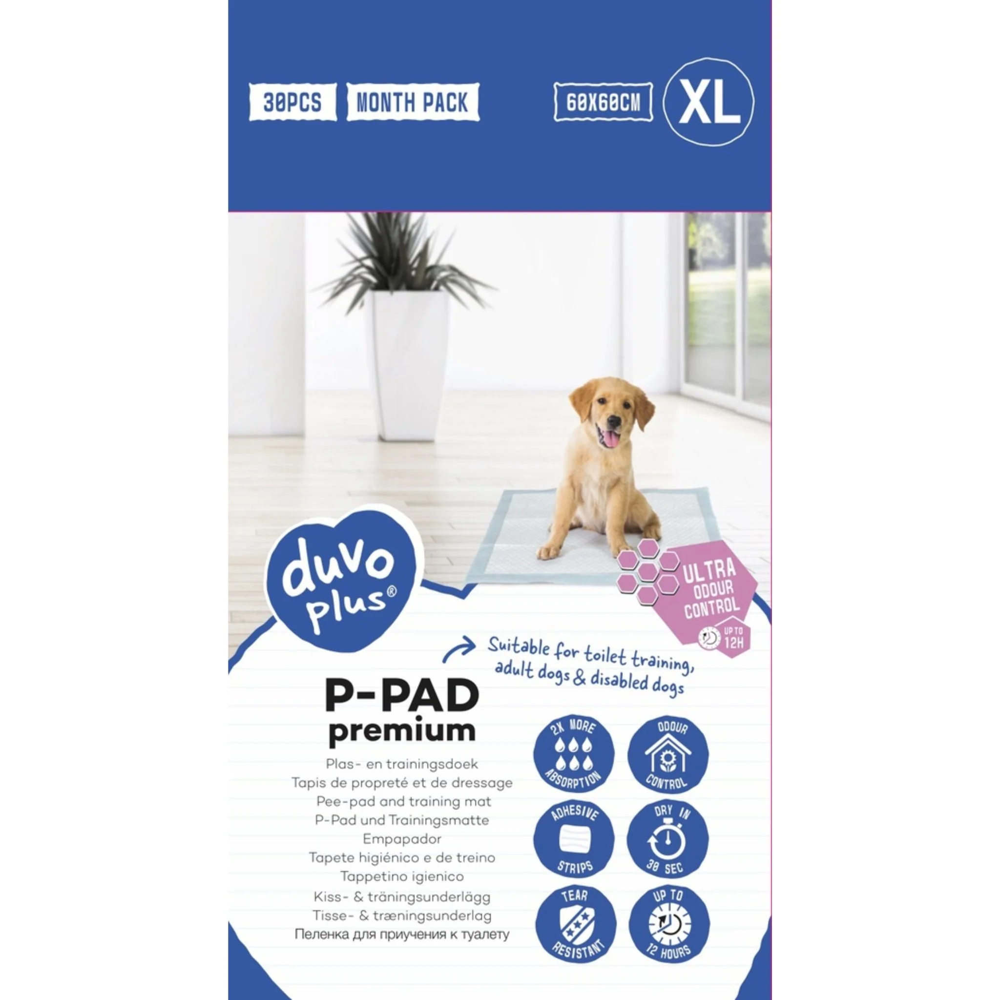 Duvo+ Pet Pads Premium XL Odour Control – 60x60cm - Image 3