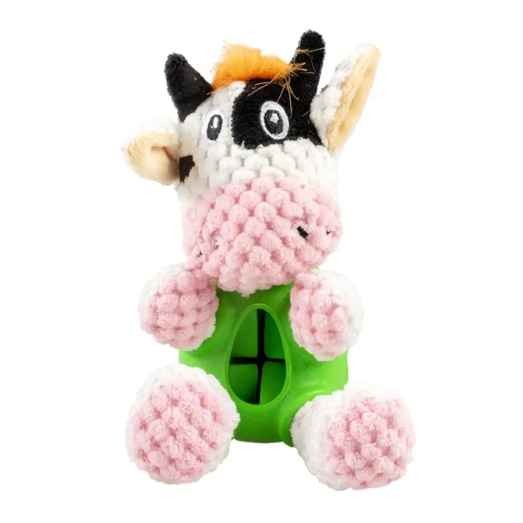 Duvo+ Plush & Rubber Cow Treat Dispenser Toy – 14x10x10cm Multicolor - Image 3