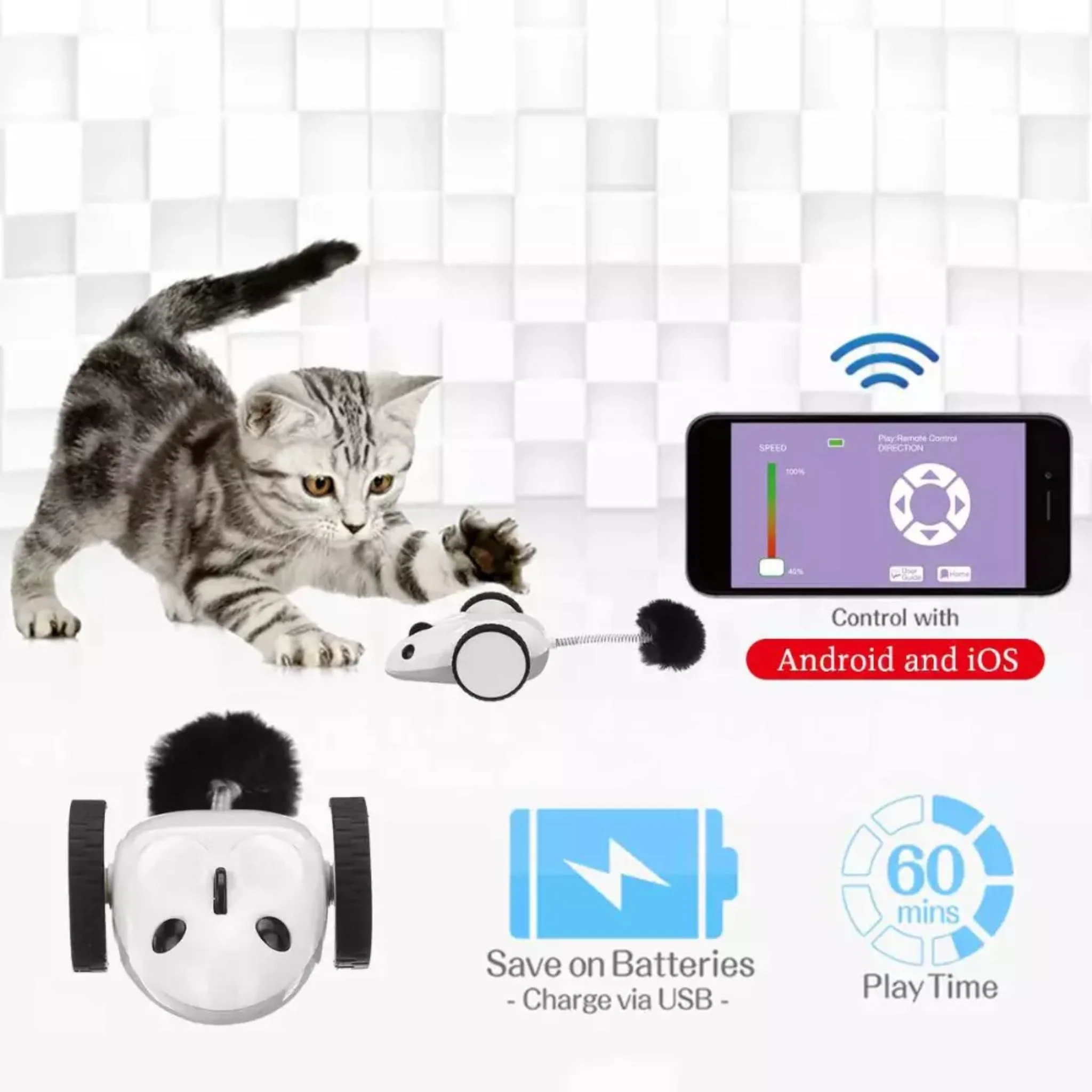 Duvo+ Race N Chase App-Controlled Mouse Cat Toy - Image 5