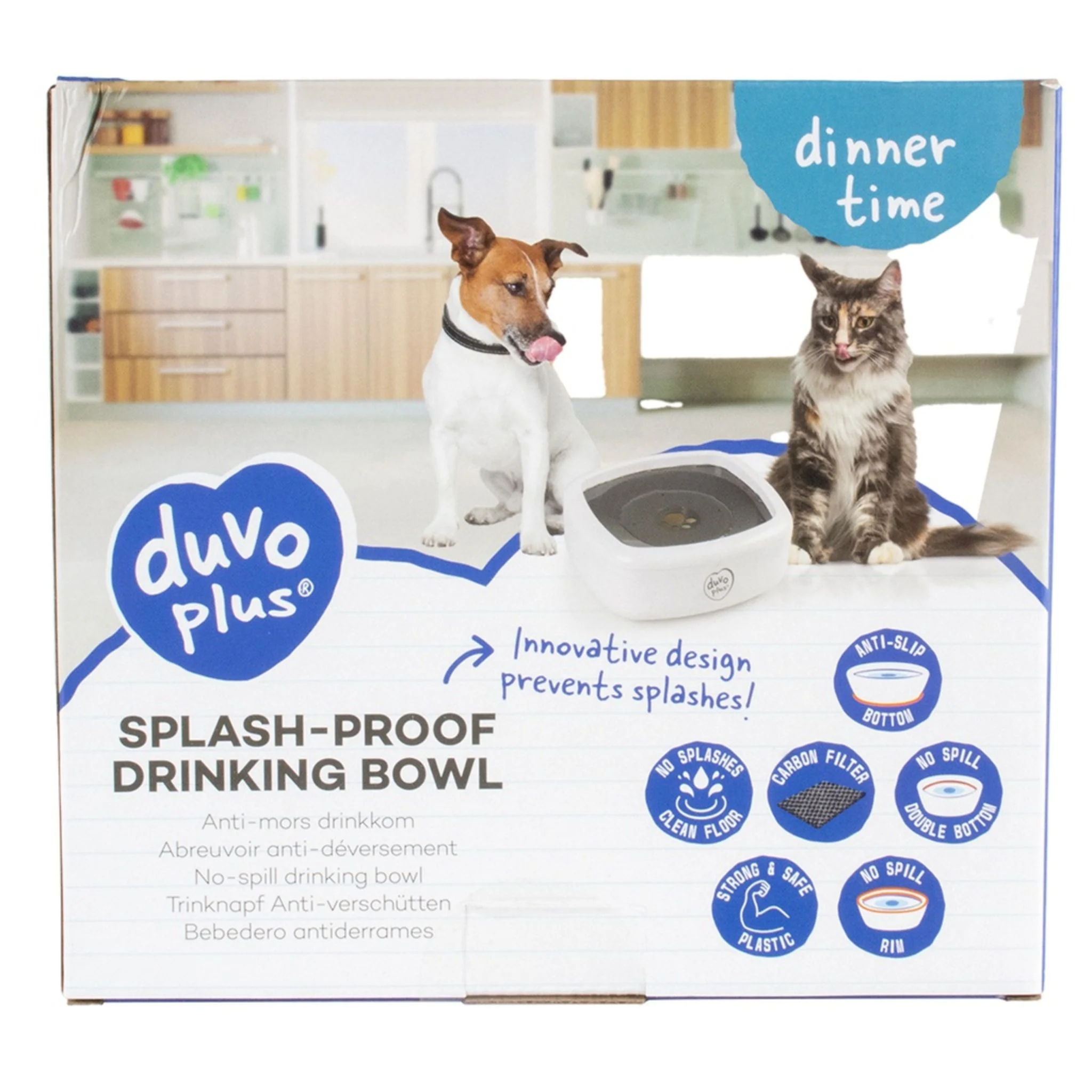 Duvo+ Splash-Proof Square Drinking Bowl White/Grey - 1500ml - Image 5