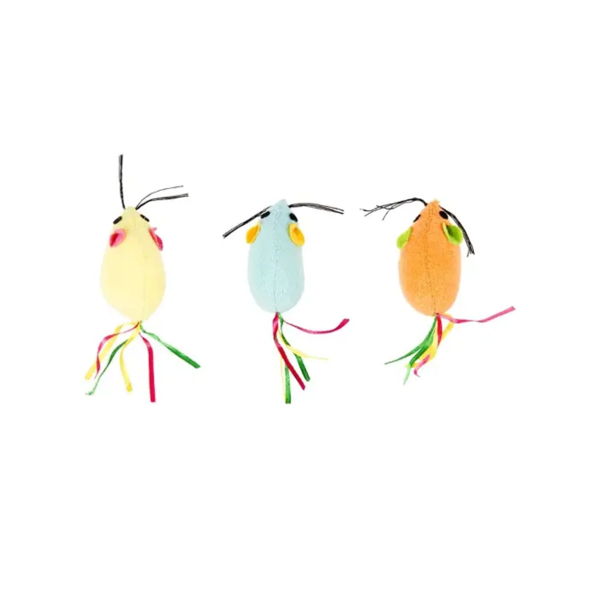Duvo+ Terry Mouse 3-Pack – Plush Cat Toys With Ribbon Tails - Image 2