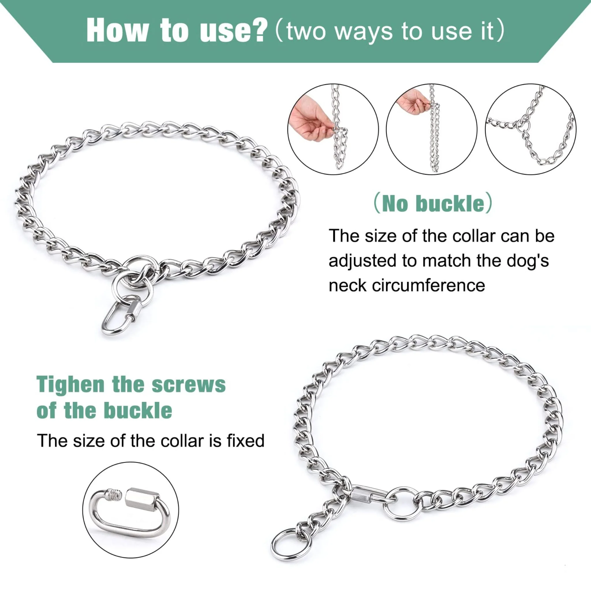 Ferplast Chrome Semi Choke-Chain Dog Collar Made Of Metal - 32 X 44cm - Image 3