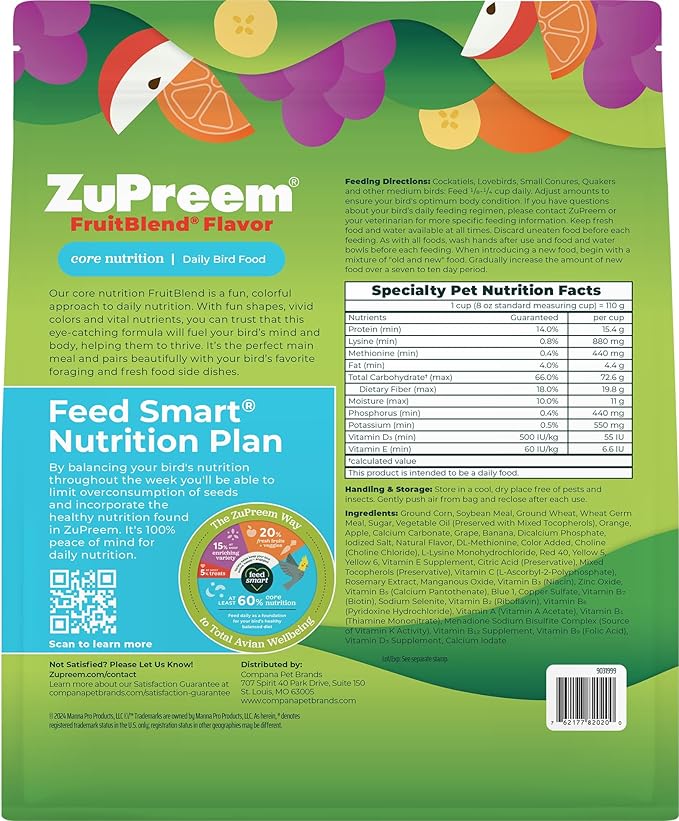 Zupreem Fruitblend Flavor For Medium Size Birds - 0.91Kg - Image 3