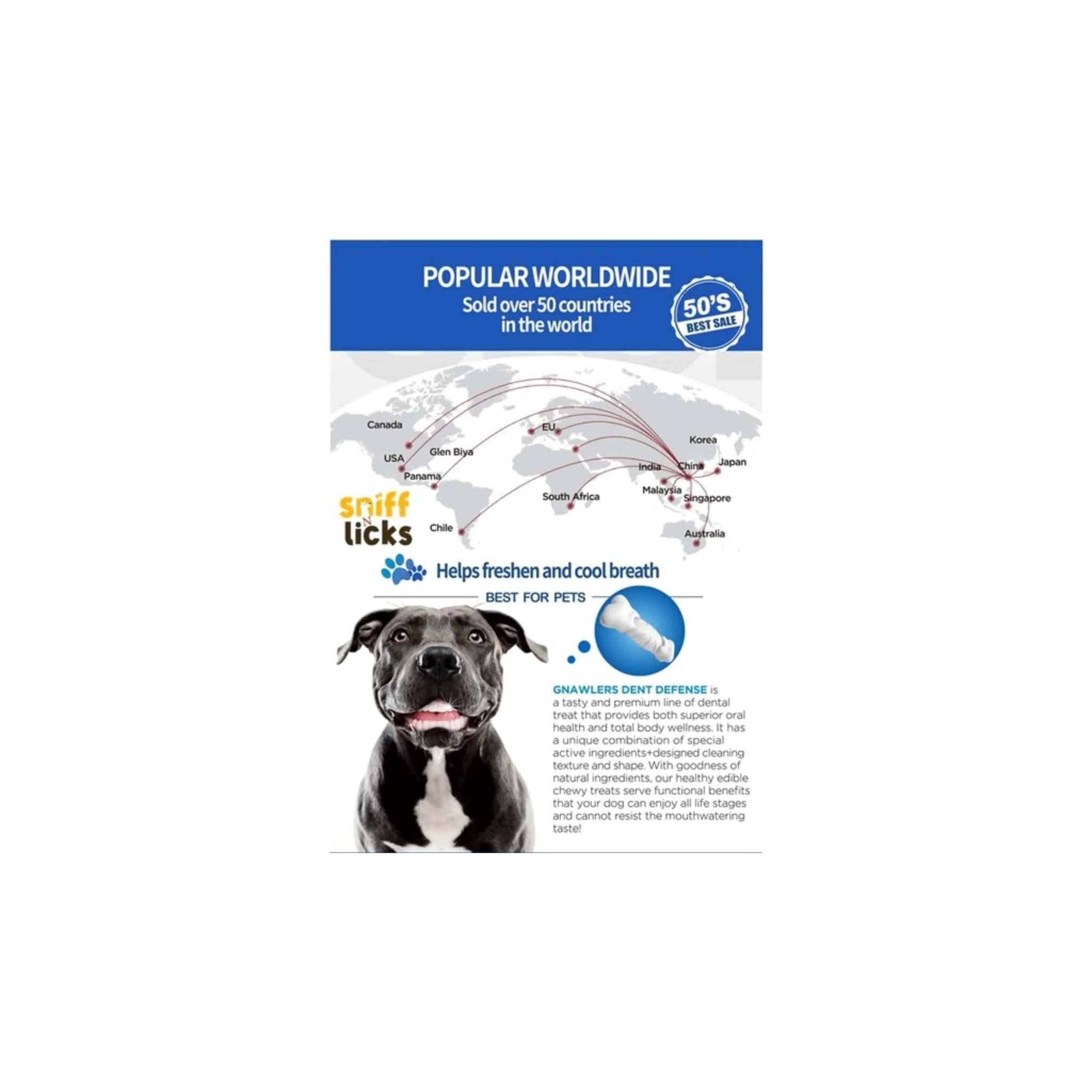 Gnawlers Dent Defense Dog Treats Antibacterial Chews - 7x105g - Image 3
