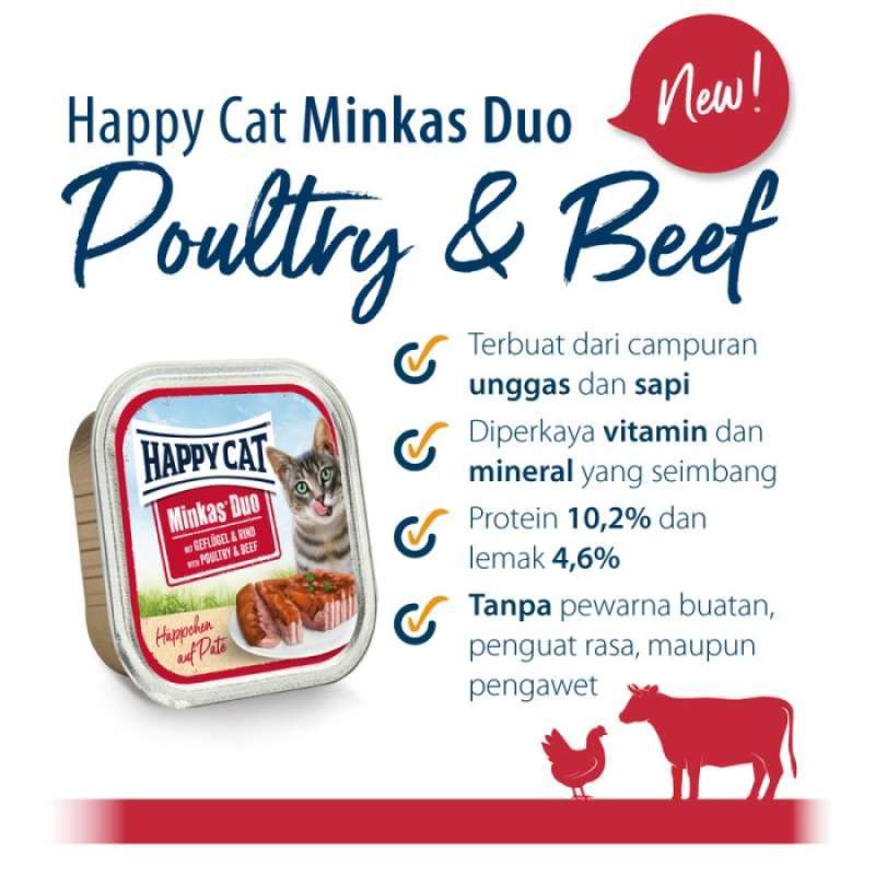 Happy Cat Dry Food Minkas Duo Poultry & Beef - 0.1Kg - Image 2