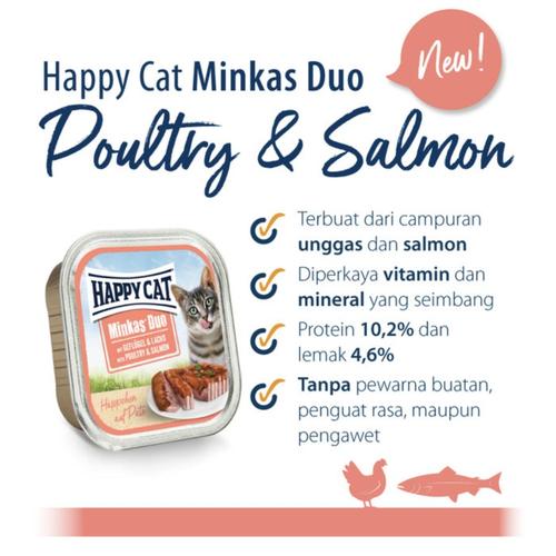 Happy Cat Dry Food Minkas Duo Poultry & Salmon - 0.1Kg - Image 2