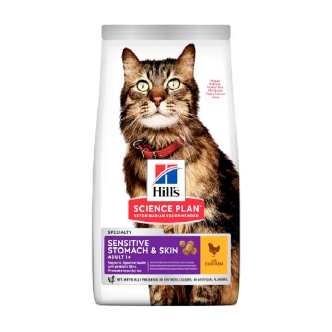 Hills Science Plan Sensitive Stomach & Skin Adult Cat Dry Food With Chicken - 1.5kg - Image 2