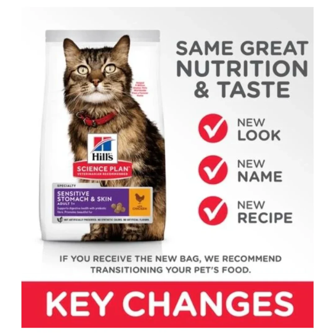 Hills Science Plan Sensitive Stomach & Skin Adult Cat Dry Food With Chicken - 1.5kg - Image 3
