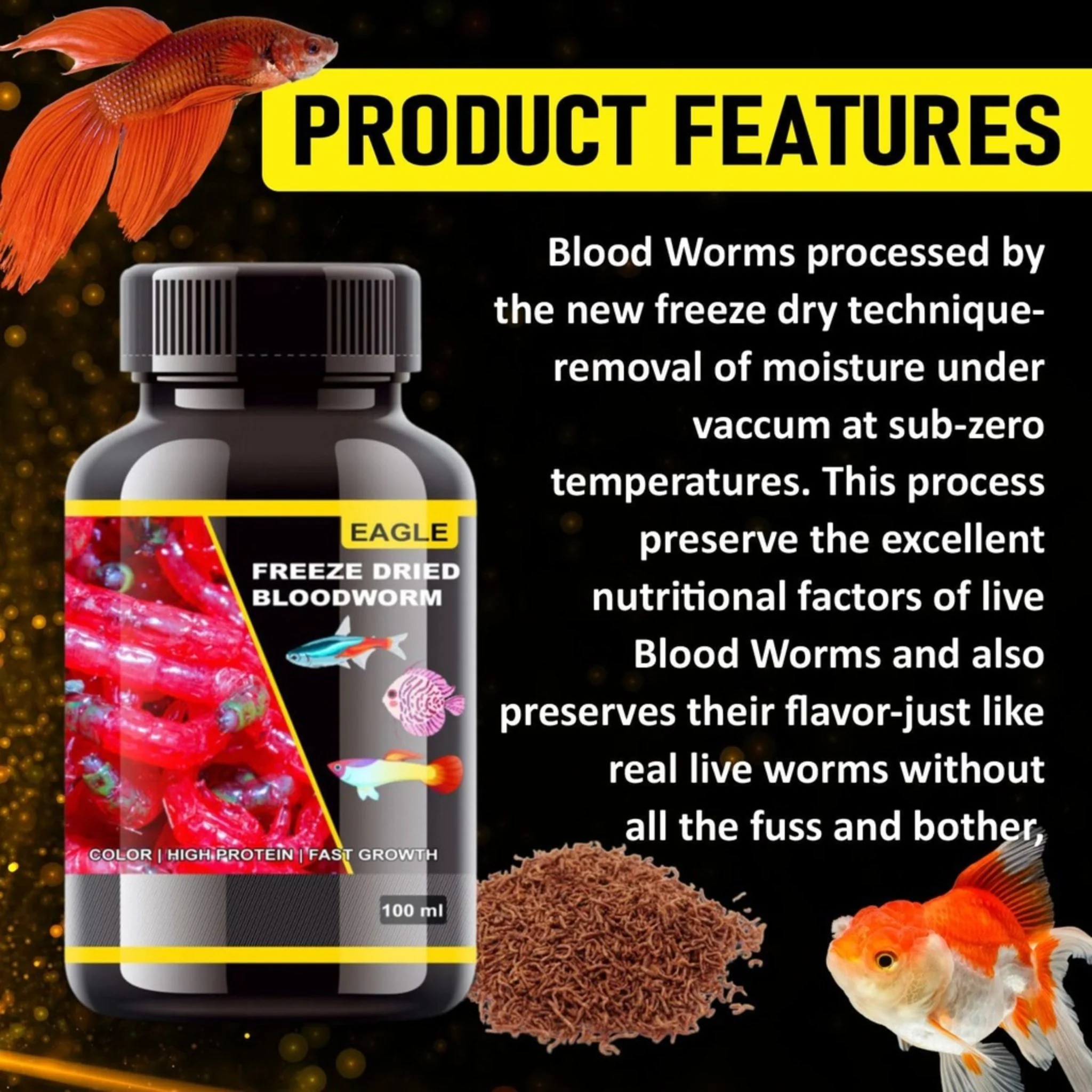 Horizone Eagle Freeze-Dried Blood Worms – 100ml - Image 2