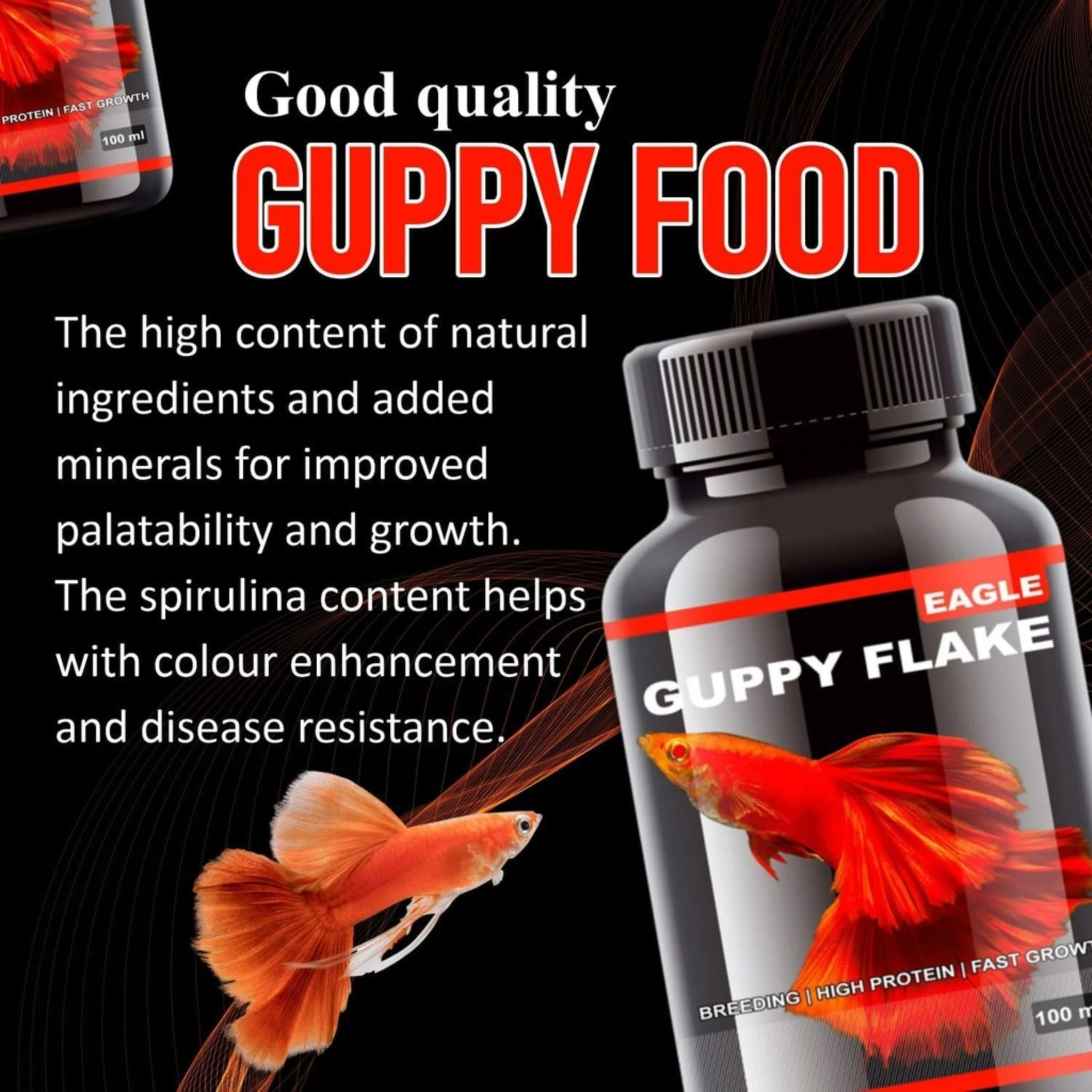 Horizone Eagle Guppy Flakes Fish Food – 100ml - Image 2