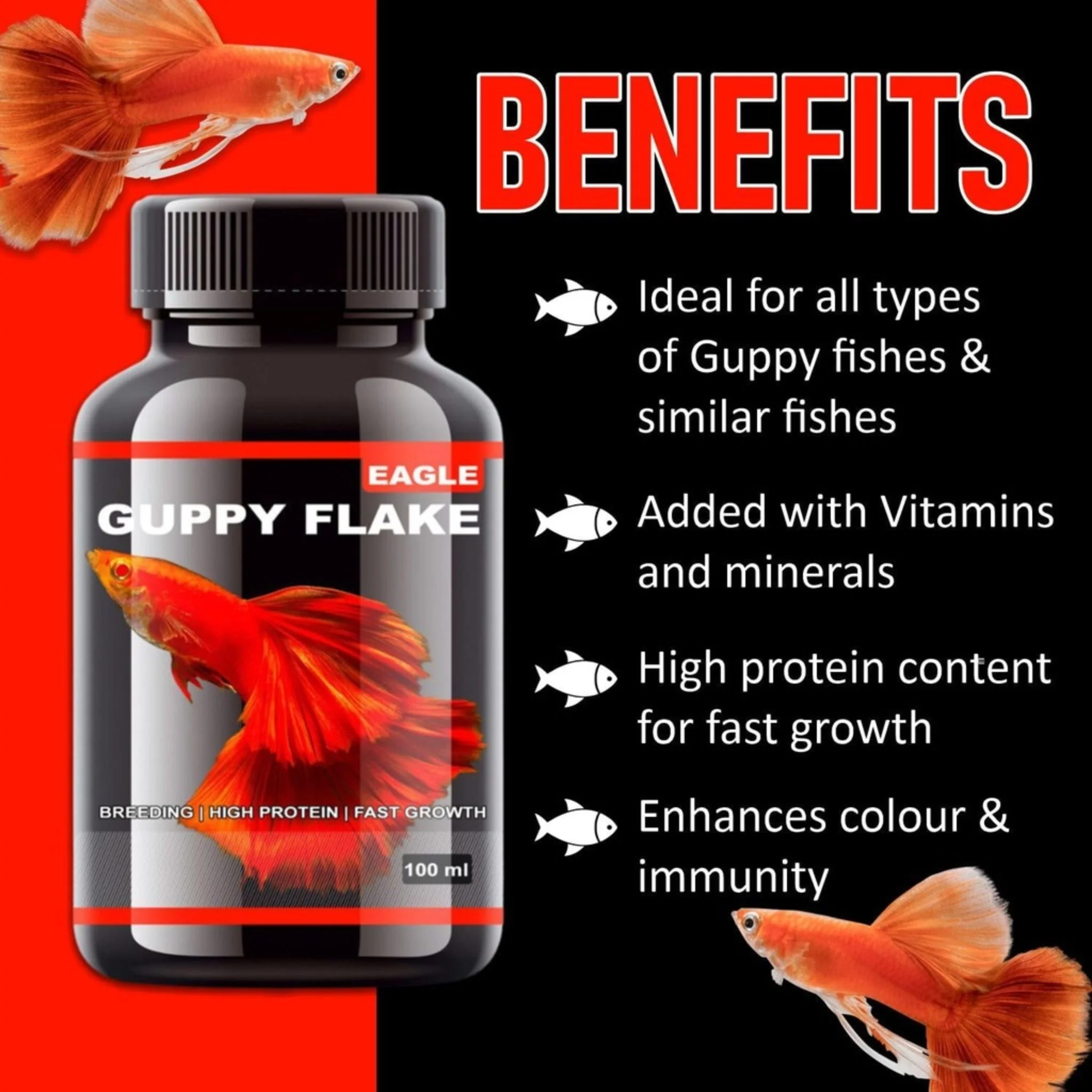 Horizone Eagle Guppy Flakes Fish Food – 100ml - Image 3