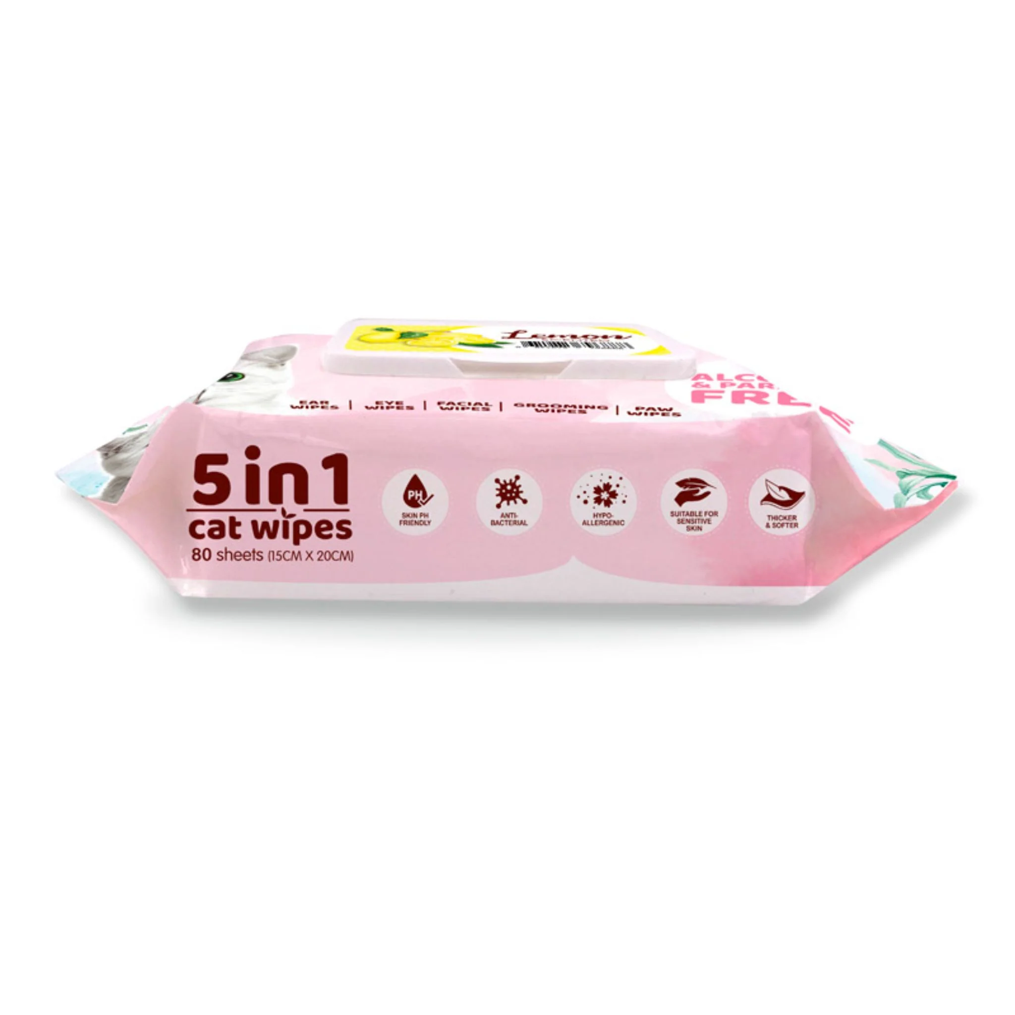 Kit Cat 5 In 1 Wipes Lemon Scented For Cat - Image 2