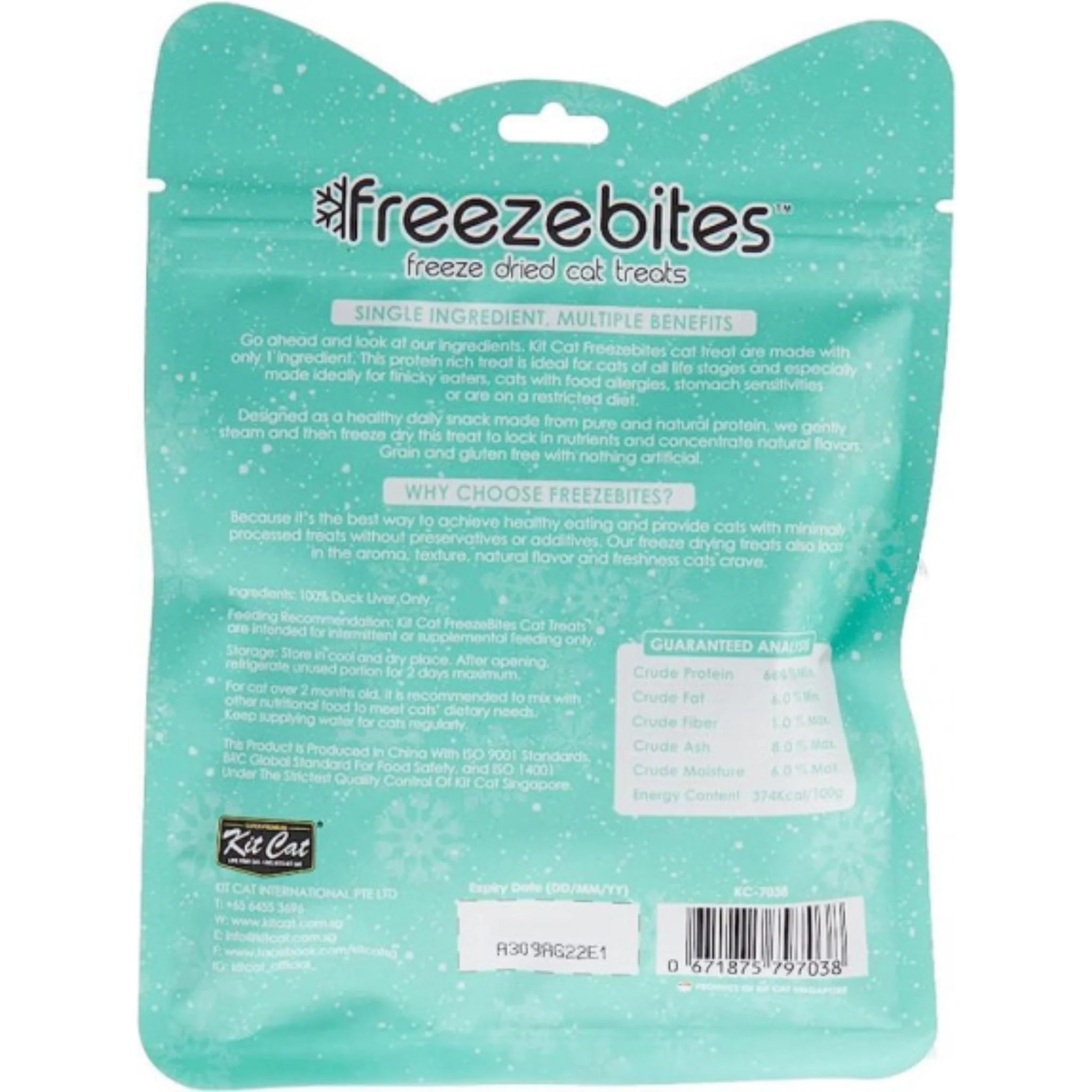 Kit Cat Freeze Bites Foie Gras Duck Liver Dried Cat Treats - 20g - Image 2