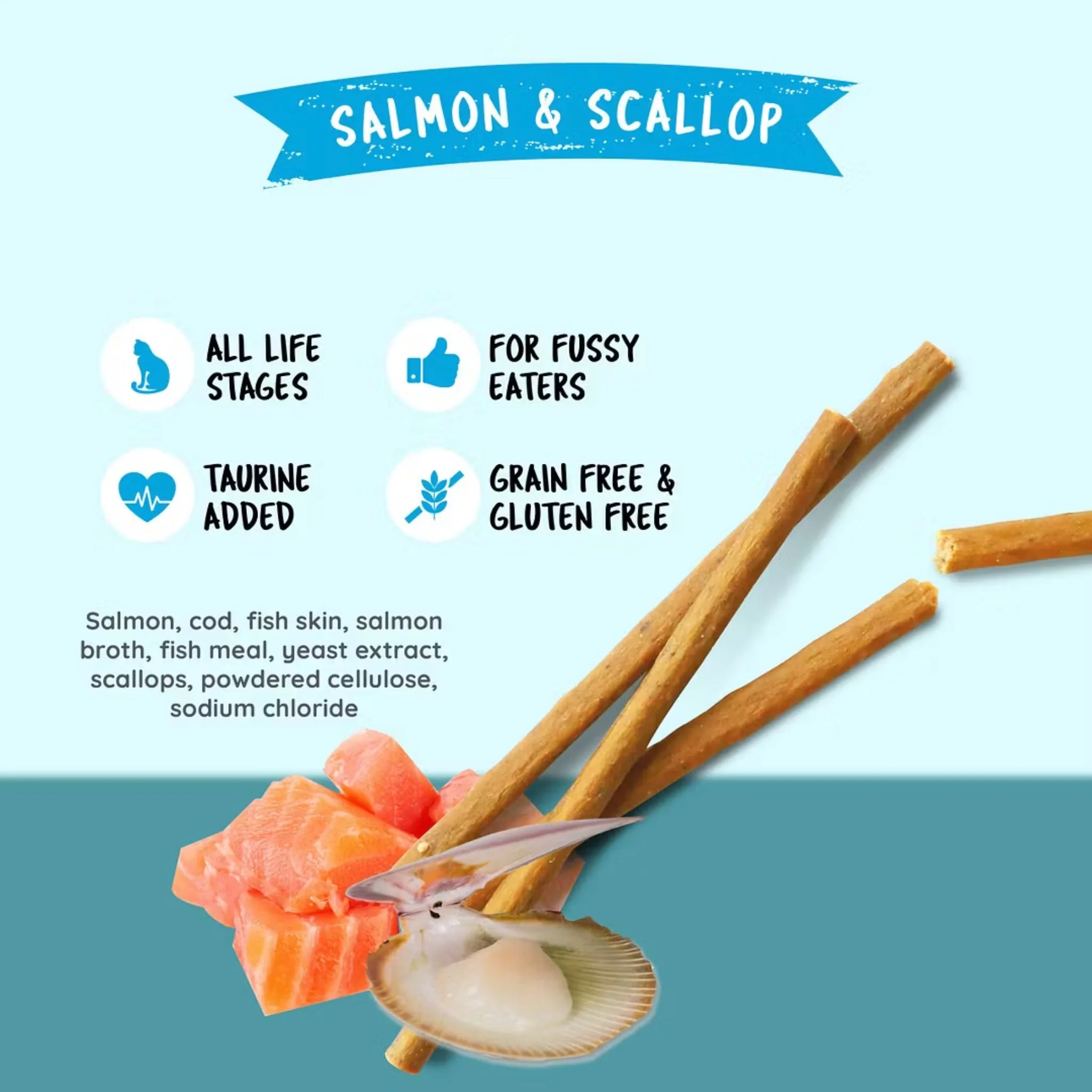 Kit Cat Grain Free Cat Stick Salmon & Scallop - 15g - Image 4