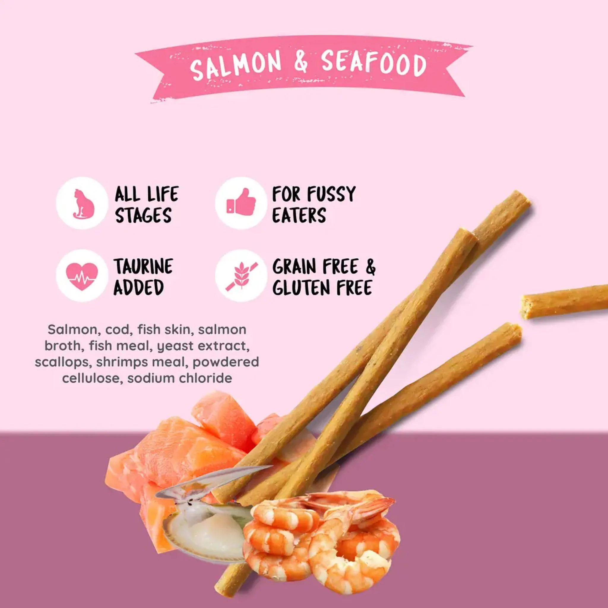 Kit Cat Grain Free Cat Stick Salmon & Seafood - 15g - Image 3