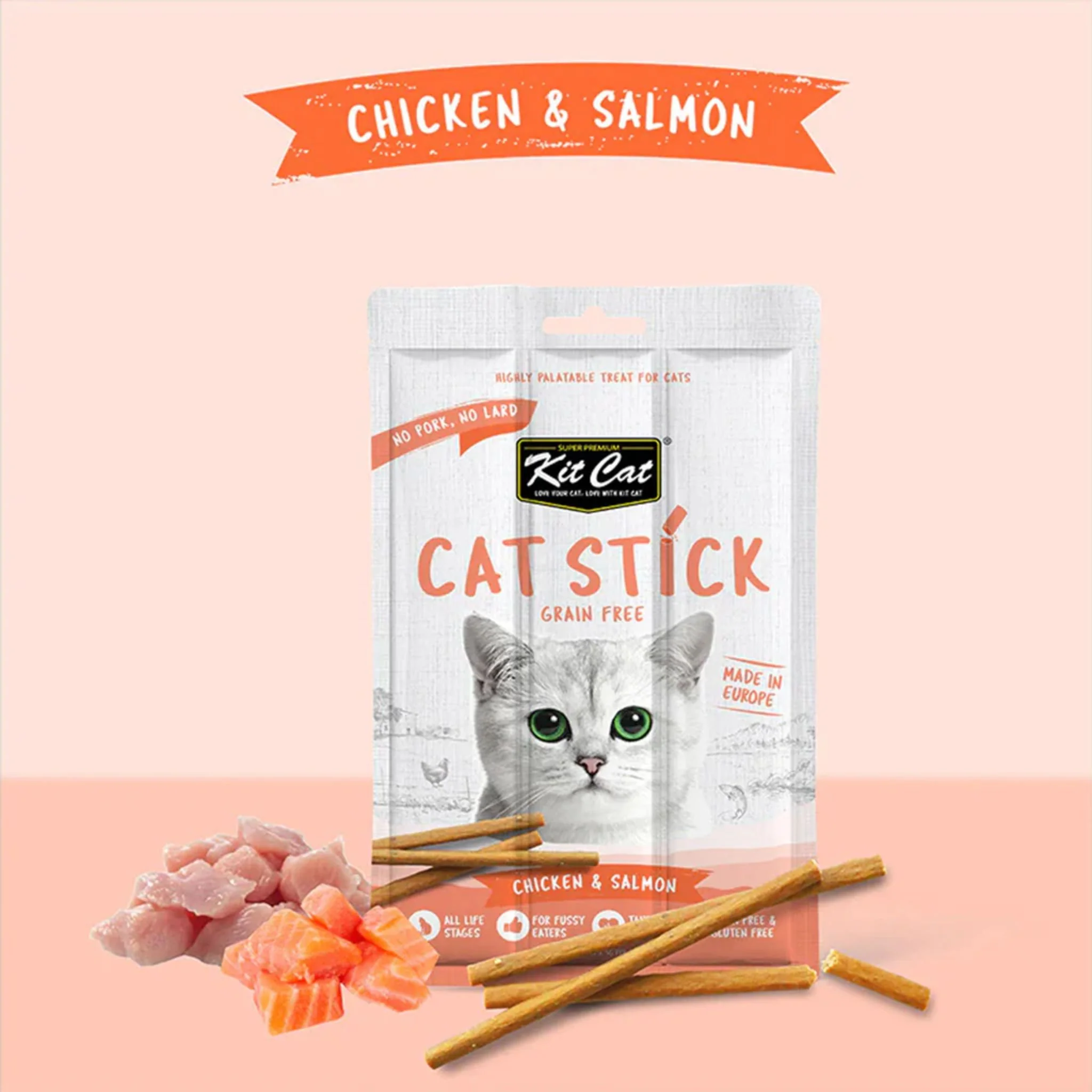 Kit Cat Grain Free Cat Stick Chicken & Salmon - 15G - Image 3
