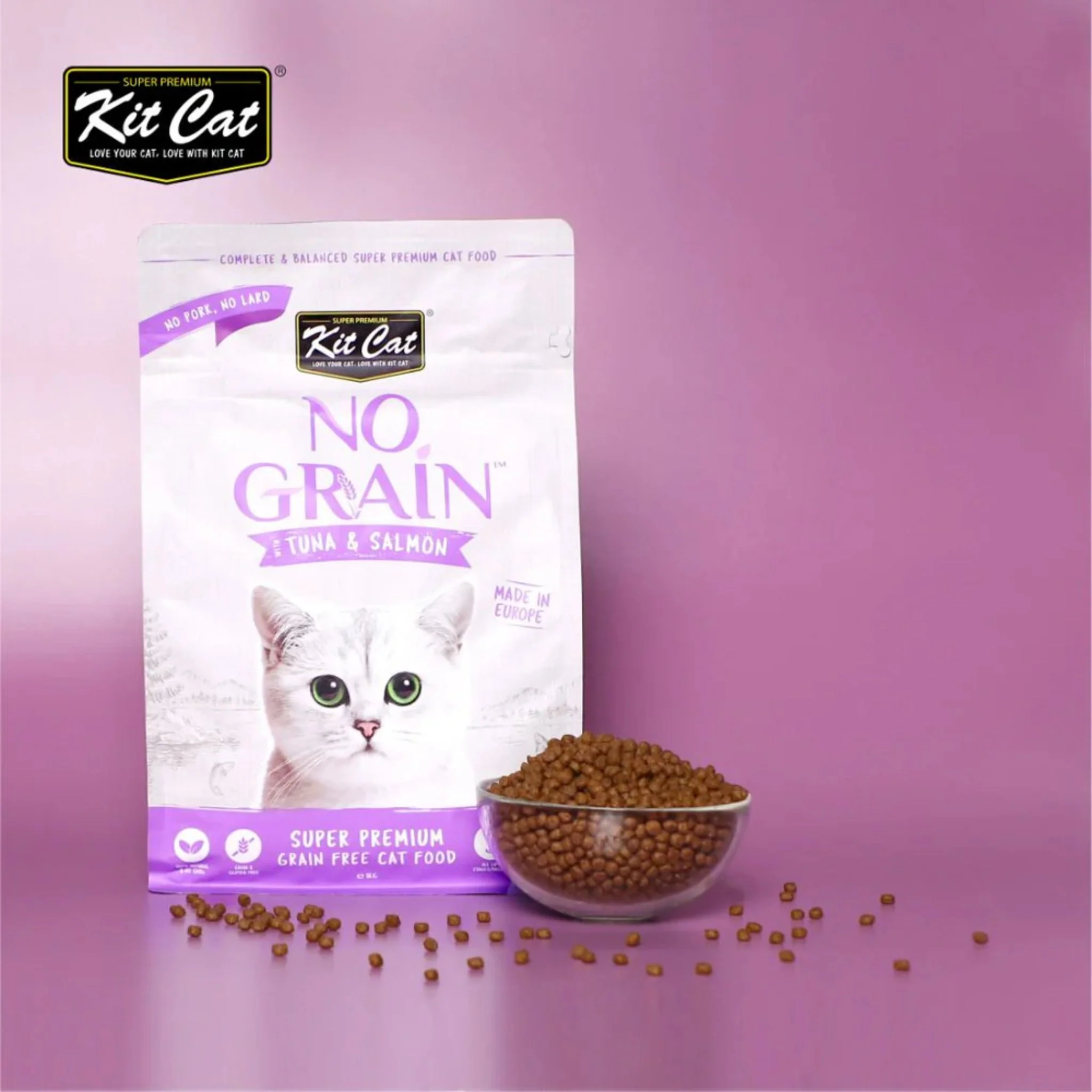 Kit Cat No Grain Tuna & Salmon Super Premium Cat Dry Food - Image 2