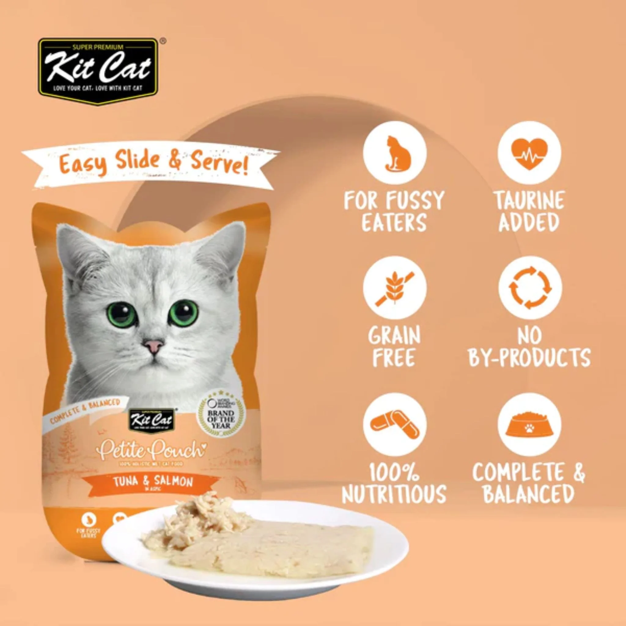 Kit Cat Petite Pouch - Tuna & Salmon In Aspic Wet Cat Food 70G - Image 5