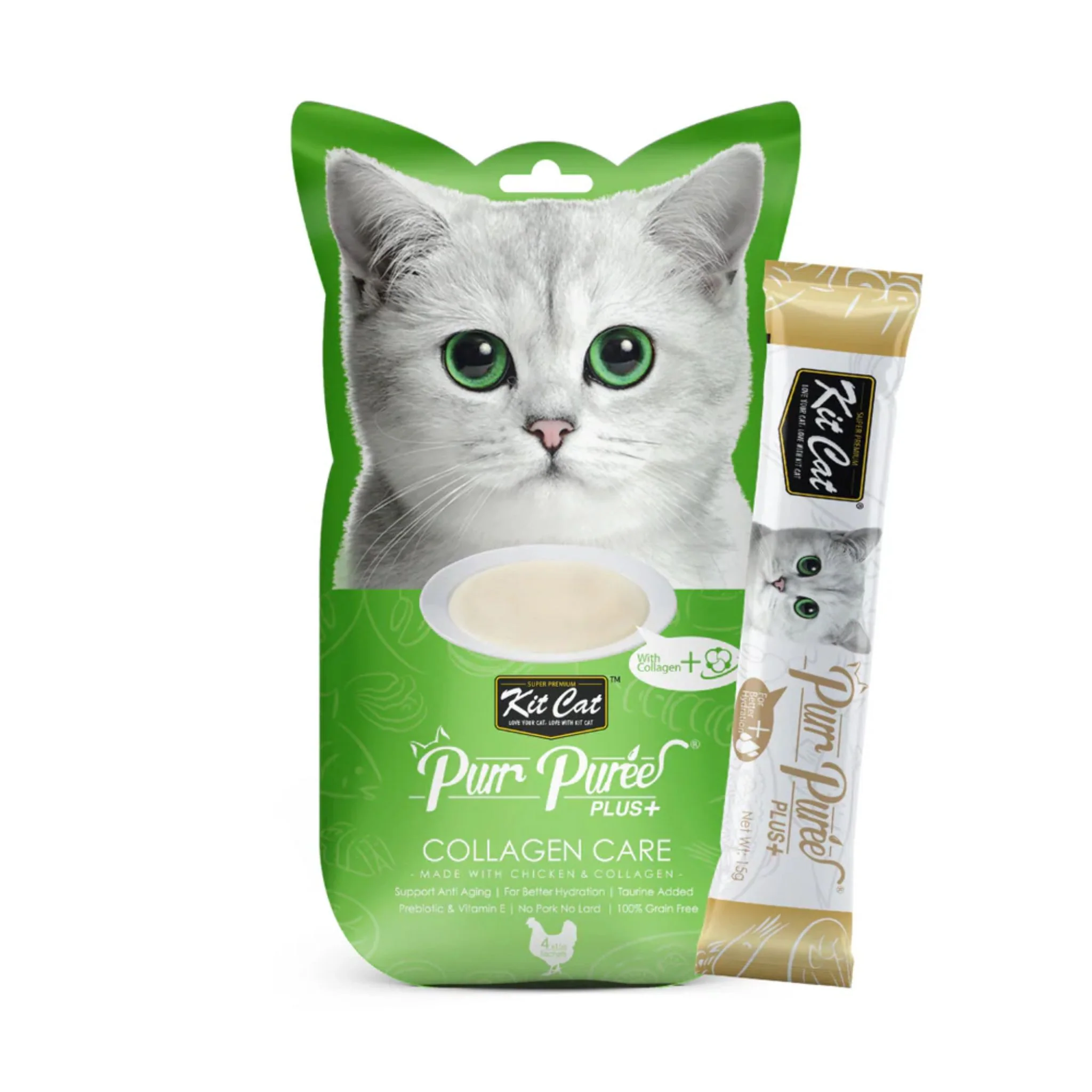 Kit Cat Purr Puree Plus+ Chicken & Collagen Care - 60g - Image 2