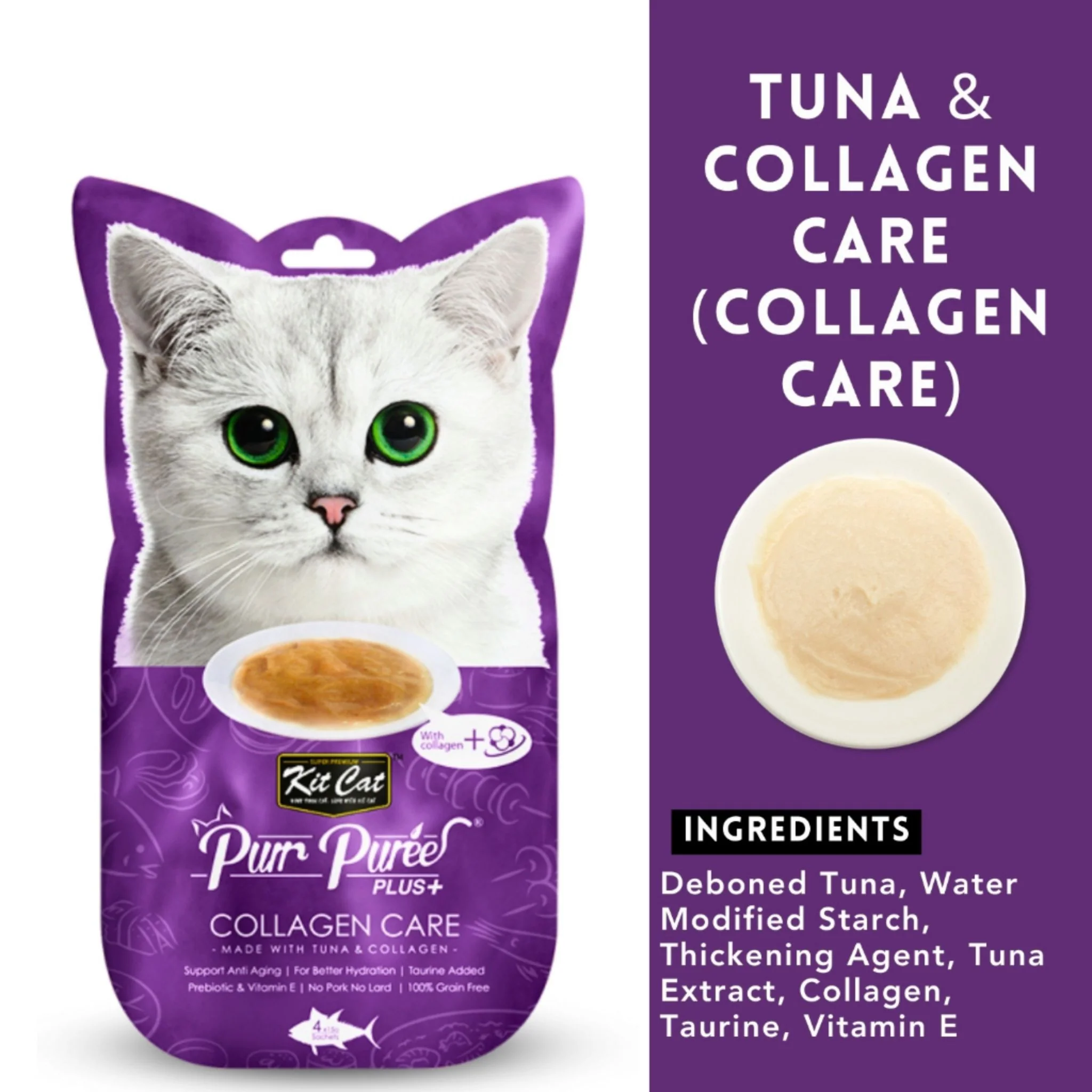 Kit Cat Puree Plus Collagen Care Tuna For Cats 60g - Image 3