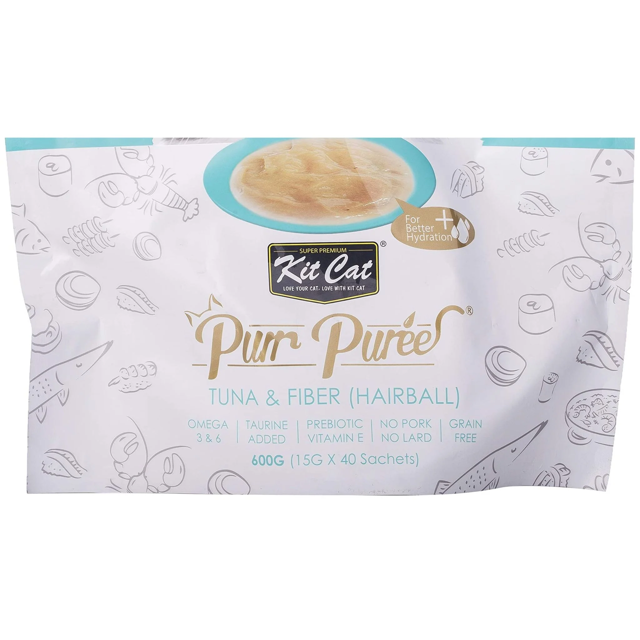 Kit Cat Puree Tuna & Fiber Hairball Cat Treats - 600G - Image 2
