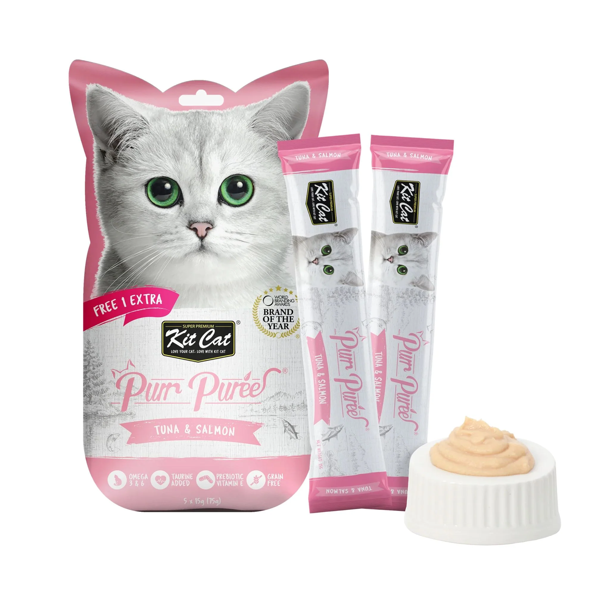 Kit Cat Puree Tuna & Salmon Cat Treats - 60g - Image 3