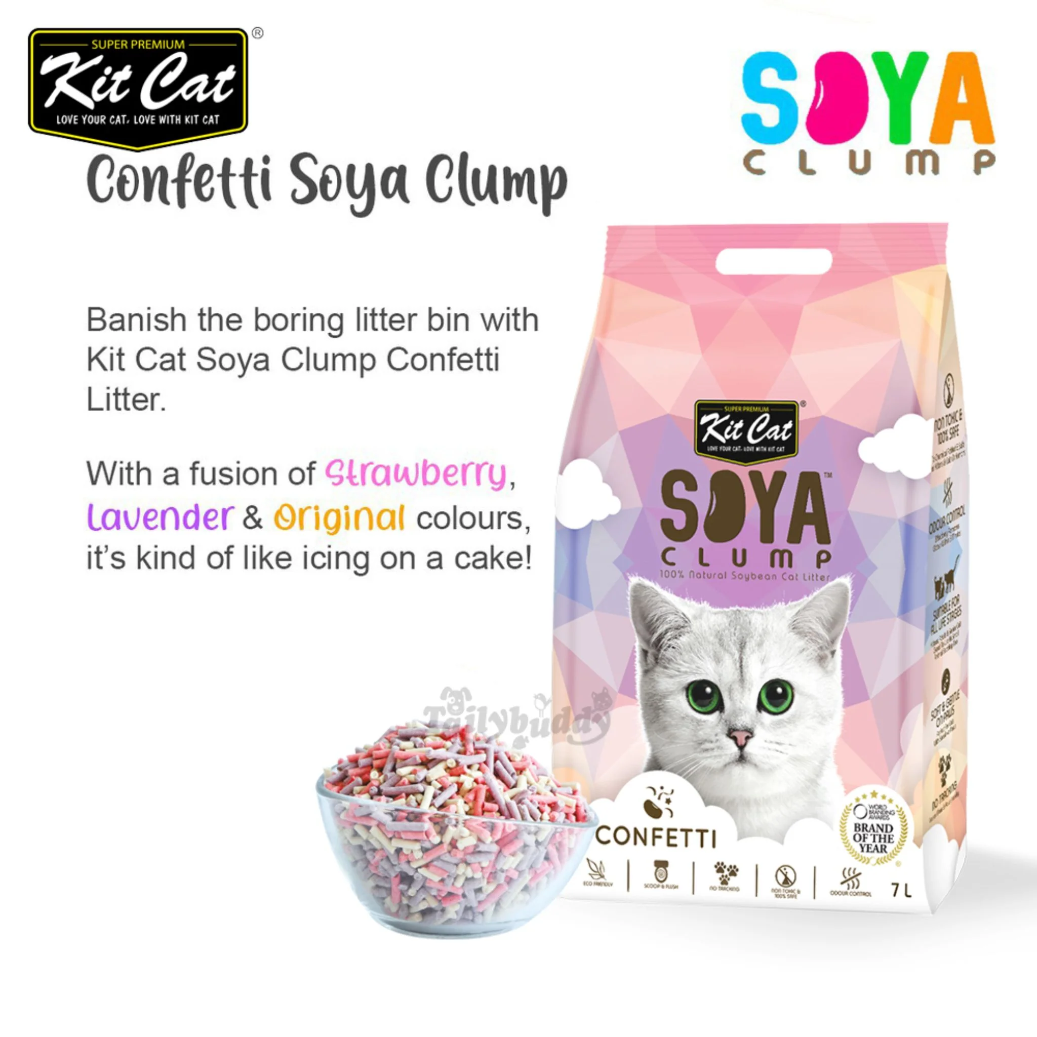 Kit Cat Soya Clump Confetti Cat Litter 7L - Image 3