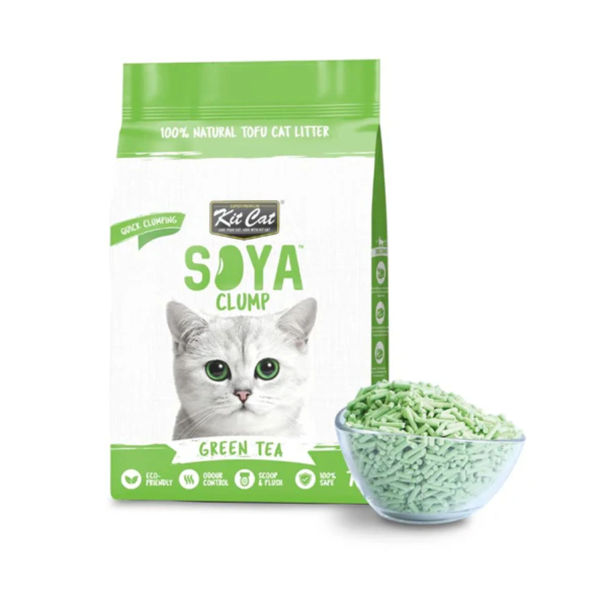 Kit Cat Soya Clump Soybean Cat Litter - Green Tea 7L - Image 2
