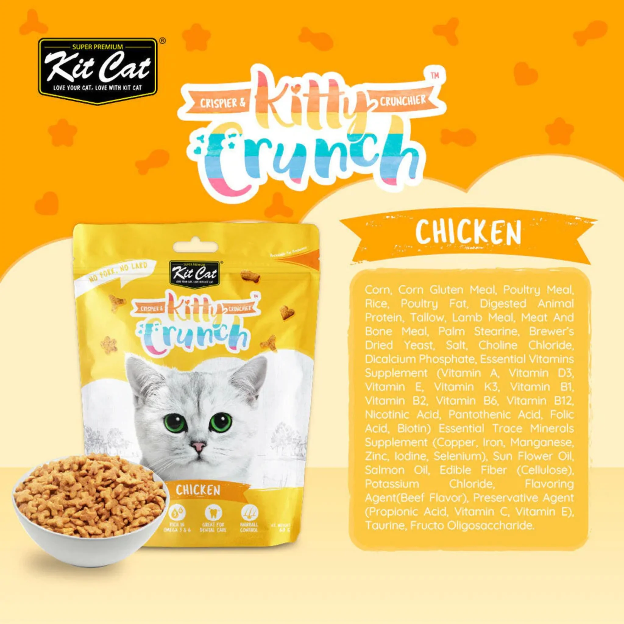 Kit Cat Kitty Crunch Chicken Flavour Cat Treats - 60g - Image 3