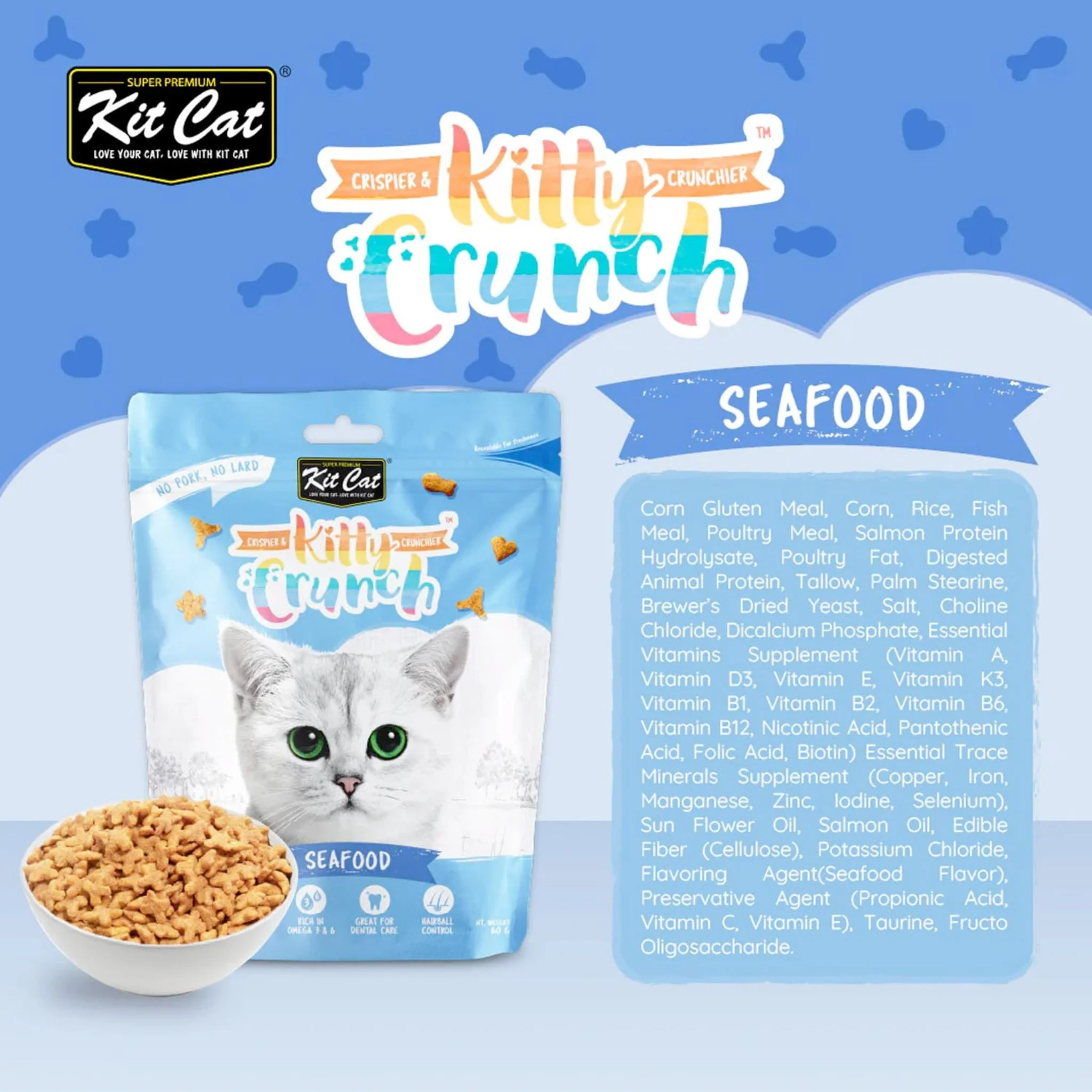 Kit Cat Kitty Crunch Seafood Flavour Cat Treats - 60g - Image 2