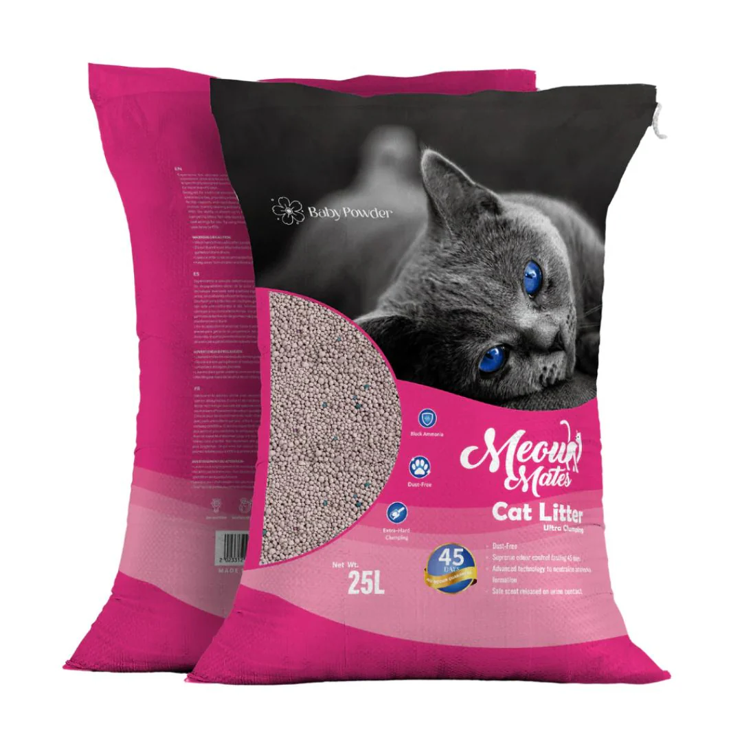 Meow Mates Bentonite Cat Litter Baby Powder Scent - 20kg - Image 2