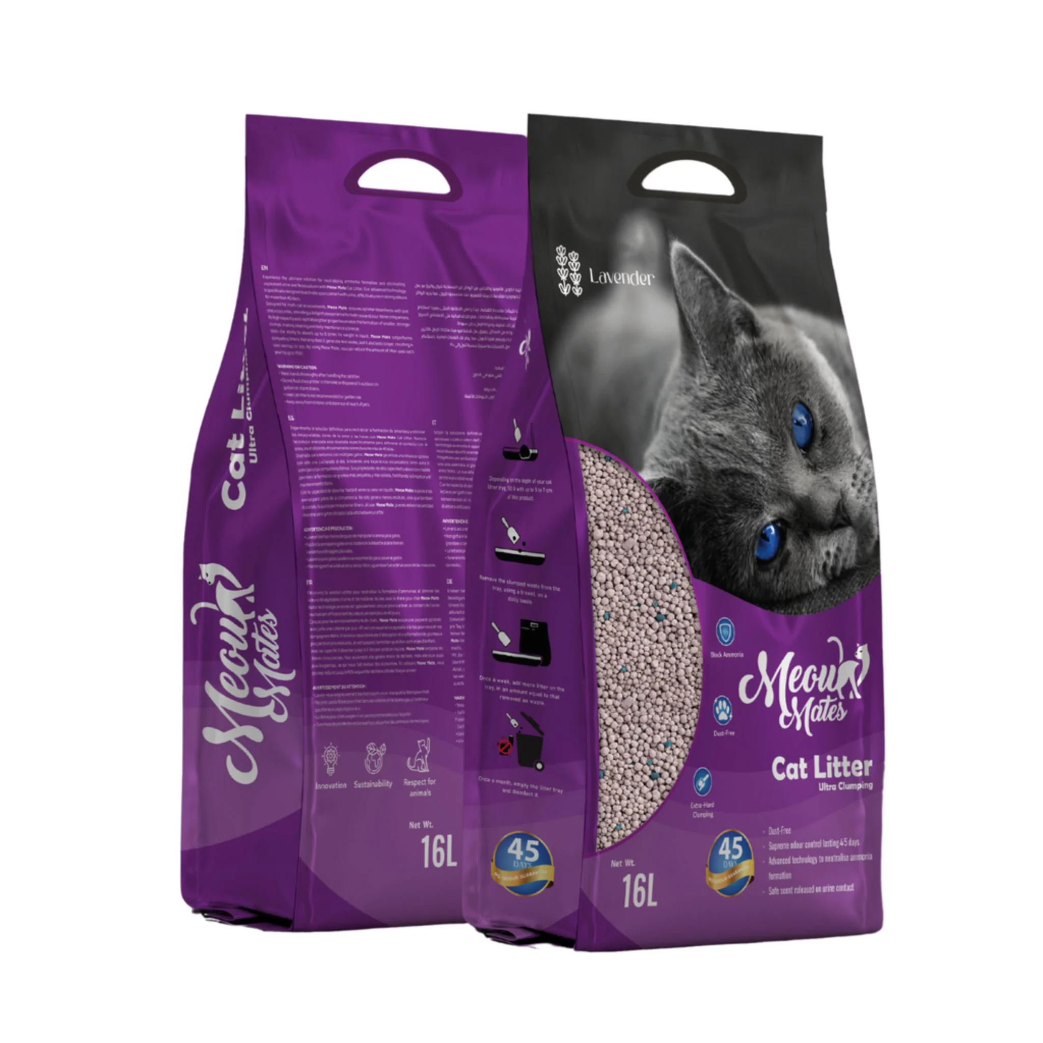 Meow Mates Bentonite Cat Litter Lavender Scent – 16L - Image 2