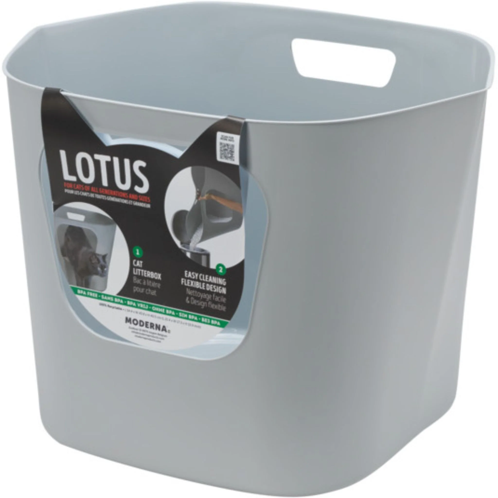Moderna Lotus Cat Litter Box – Grey – 54.4 x 43.9 x 40.5cm - Image 2