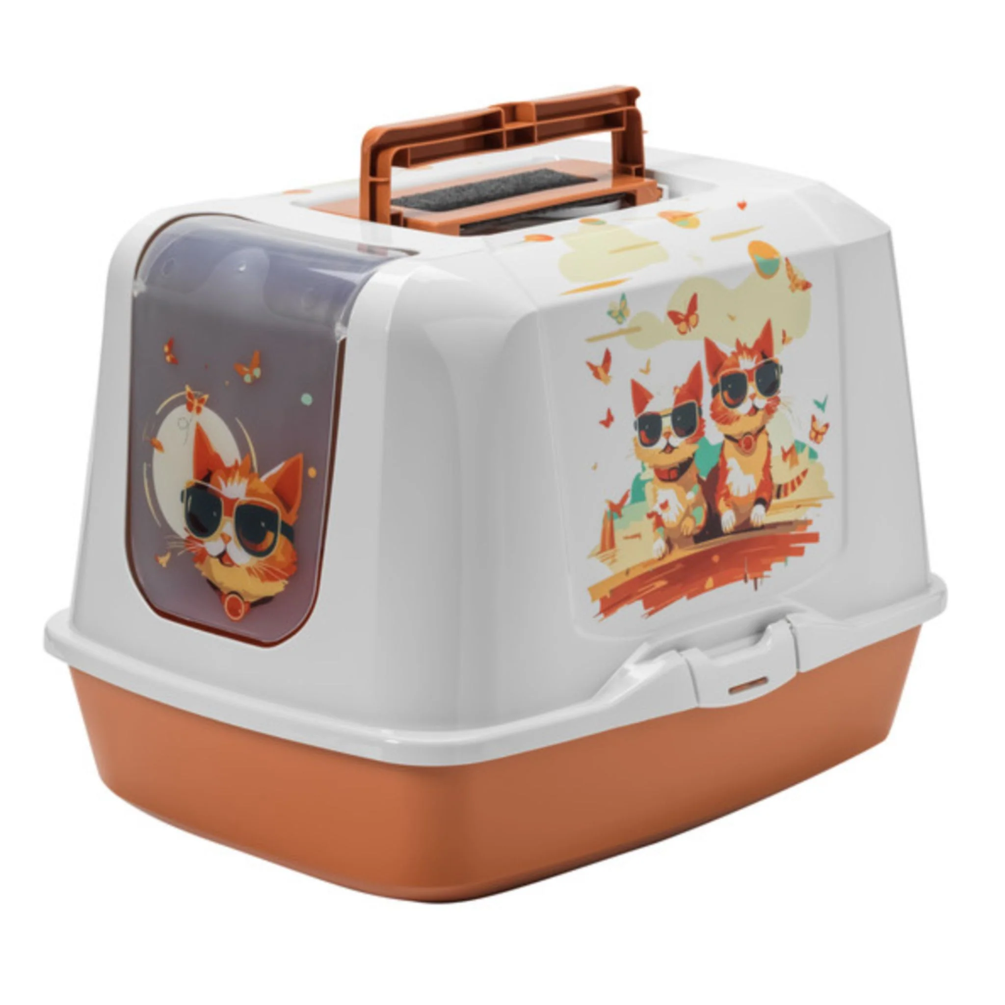 Moderna Trendy Cat Jumbo Indy & Louise Hooded Litter Tray - L57.7xW44.5xH42.4cm - Image 2