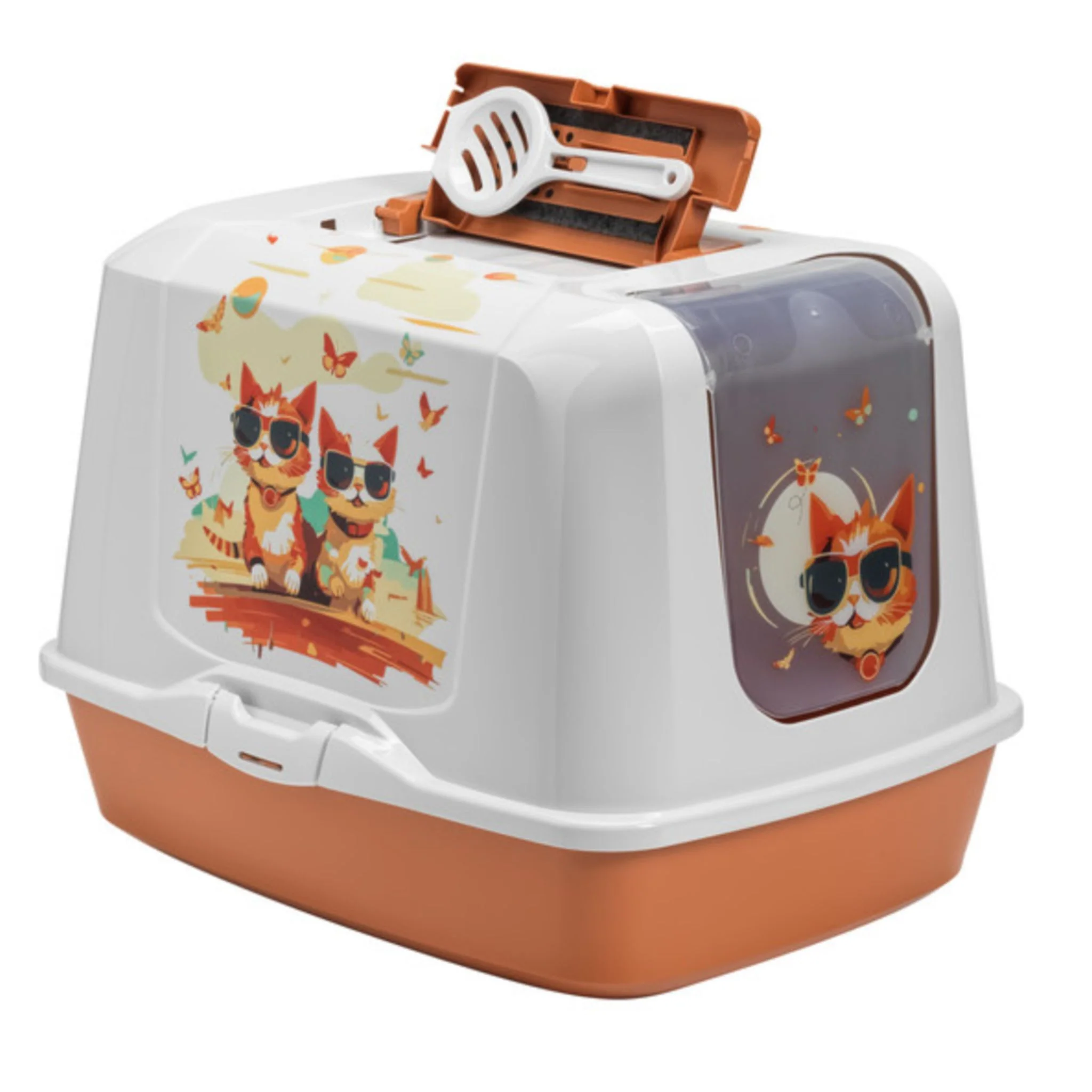 Moderna Trendy Cat Jumbo Indy & Louise Hooded Litter Tray - L57.7xW44.5xH42.4cm - Image 3