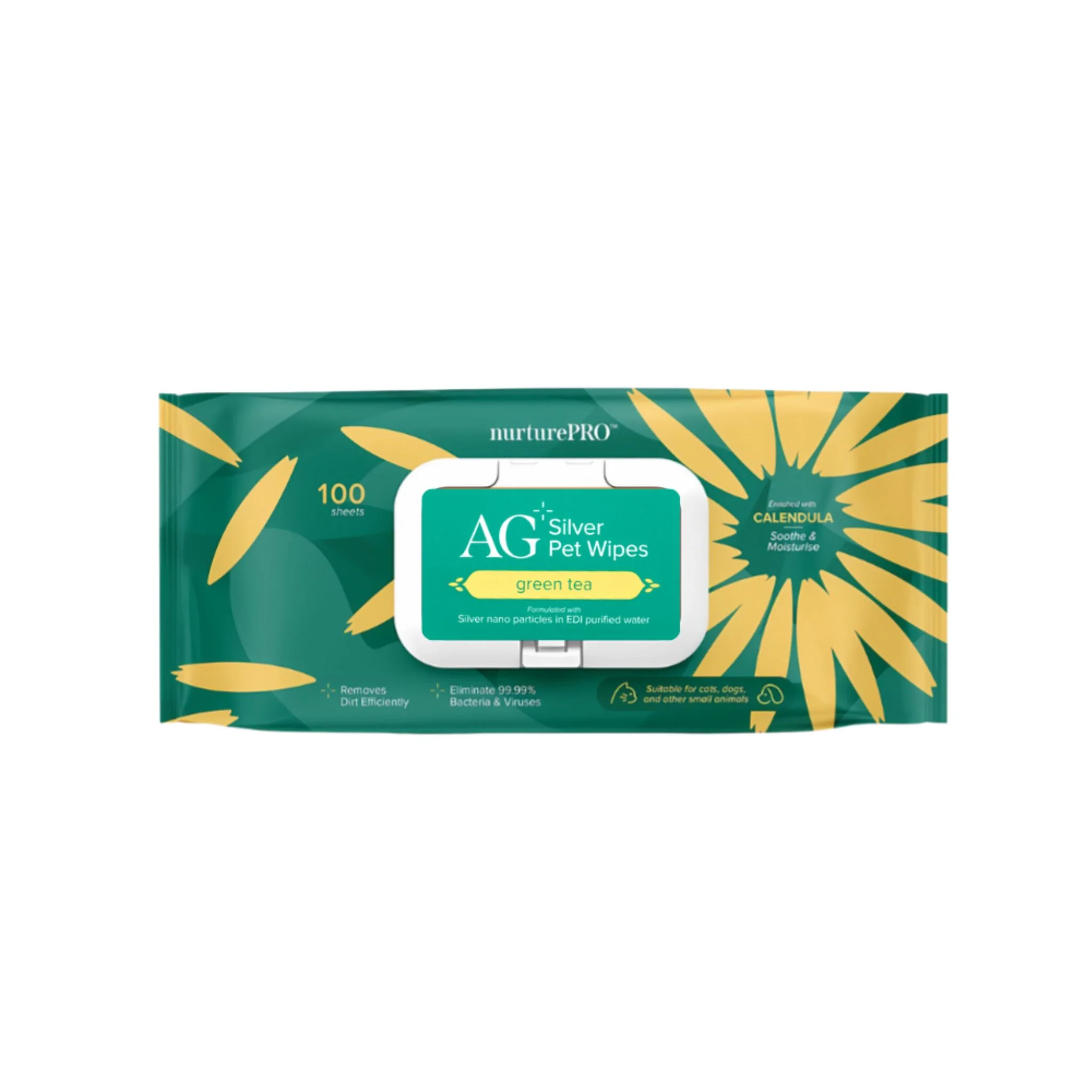NurturePro AG+ Silver Pet Wet Wipes Green Tea - Image 2