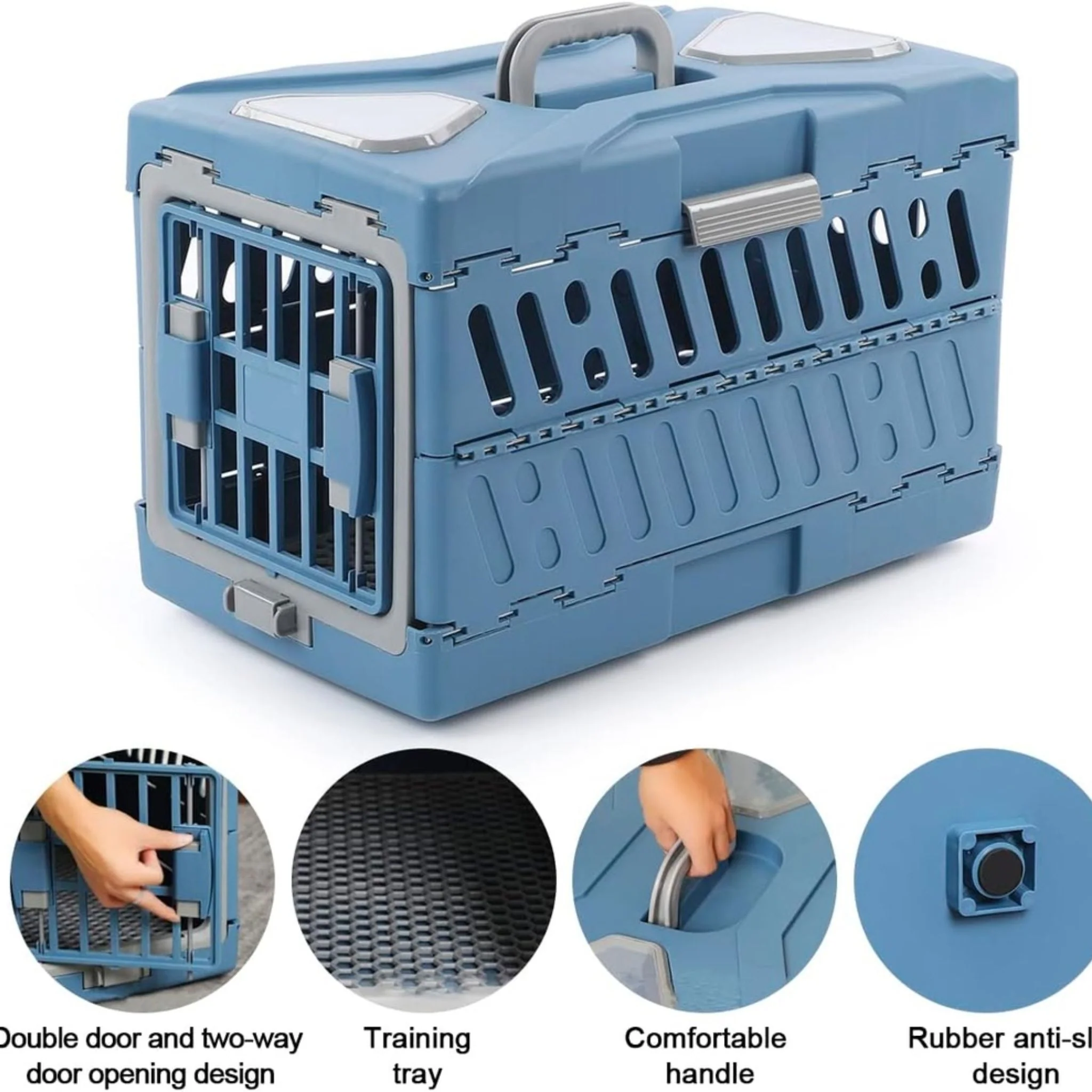 Pado Foldable Pet Carrier Blue - 56x33x37cm - Image 2