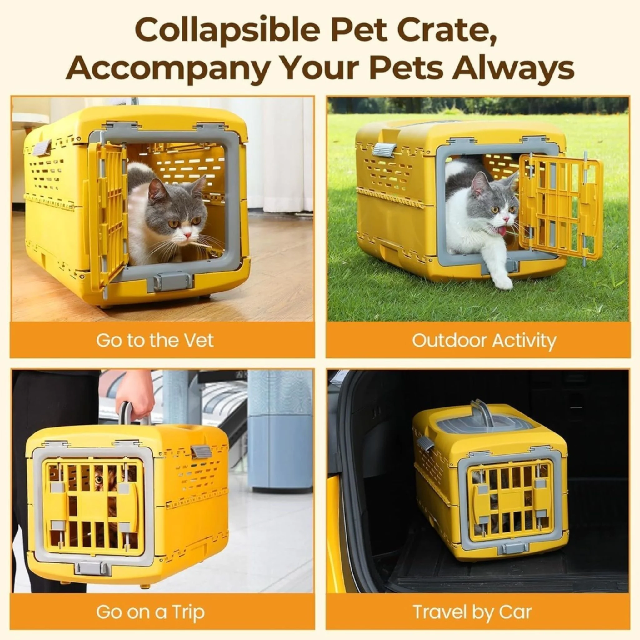 Pado Foldable Pet Carrier Gold - 48x30x32cm - Image 5