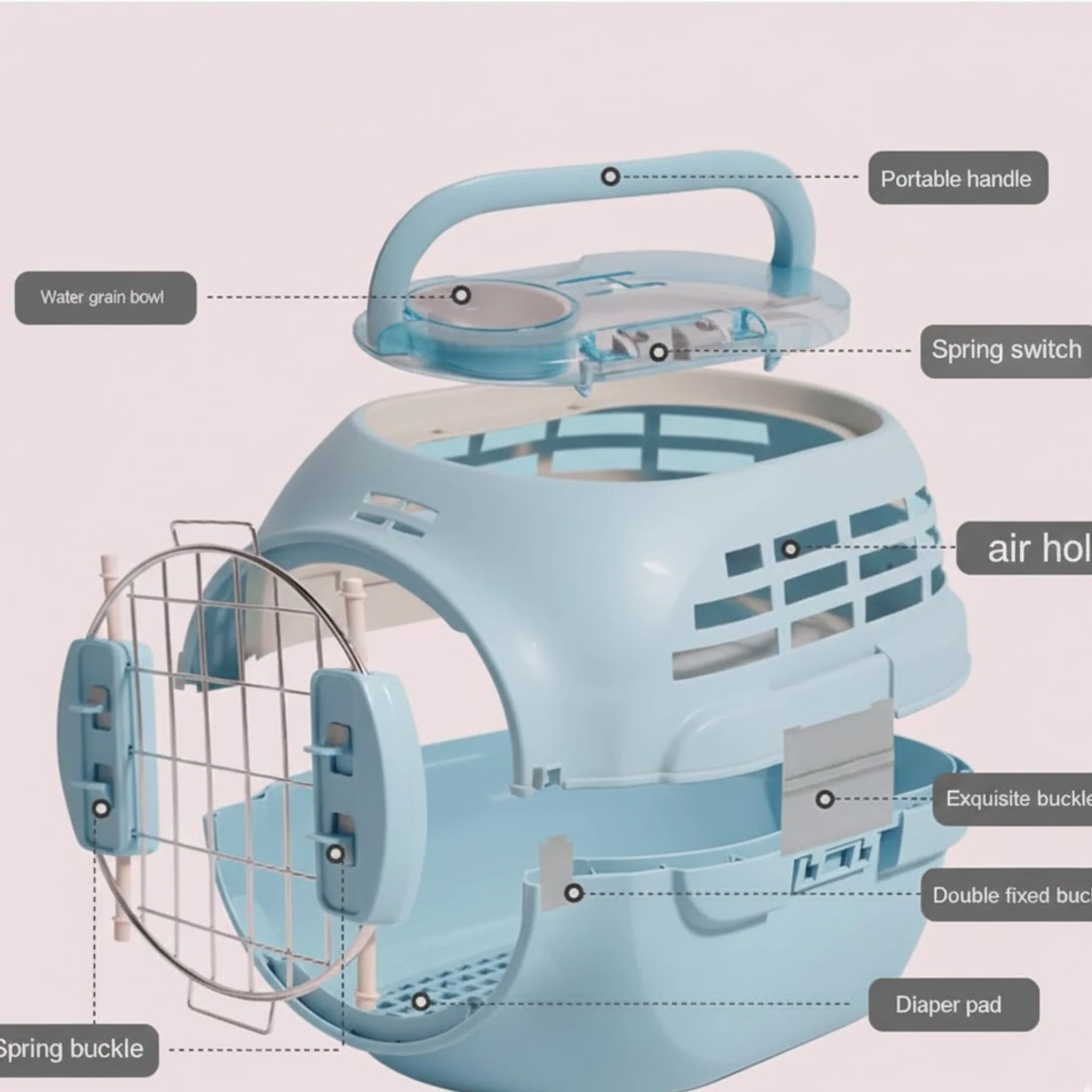 Pado Guard Pet Carrier Blue - 49x31.5x28cm - Image 2
